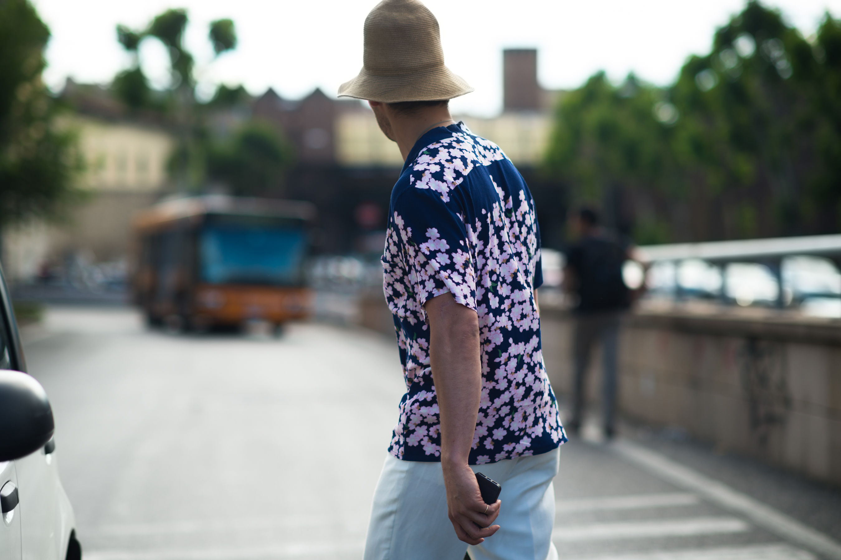 Man wearing a very tall hat