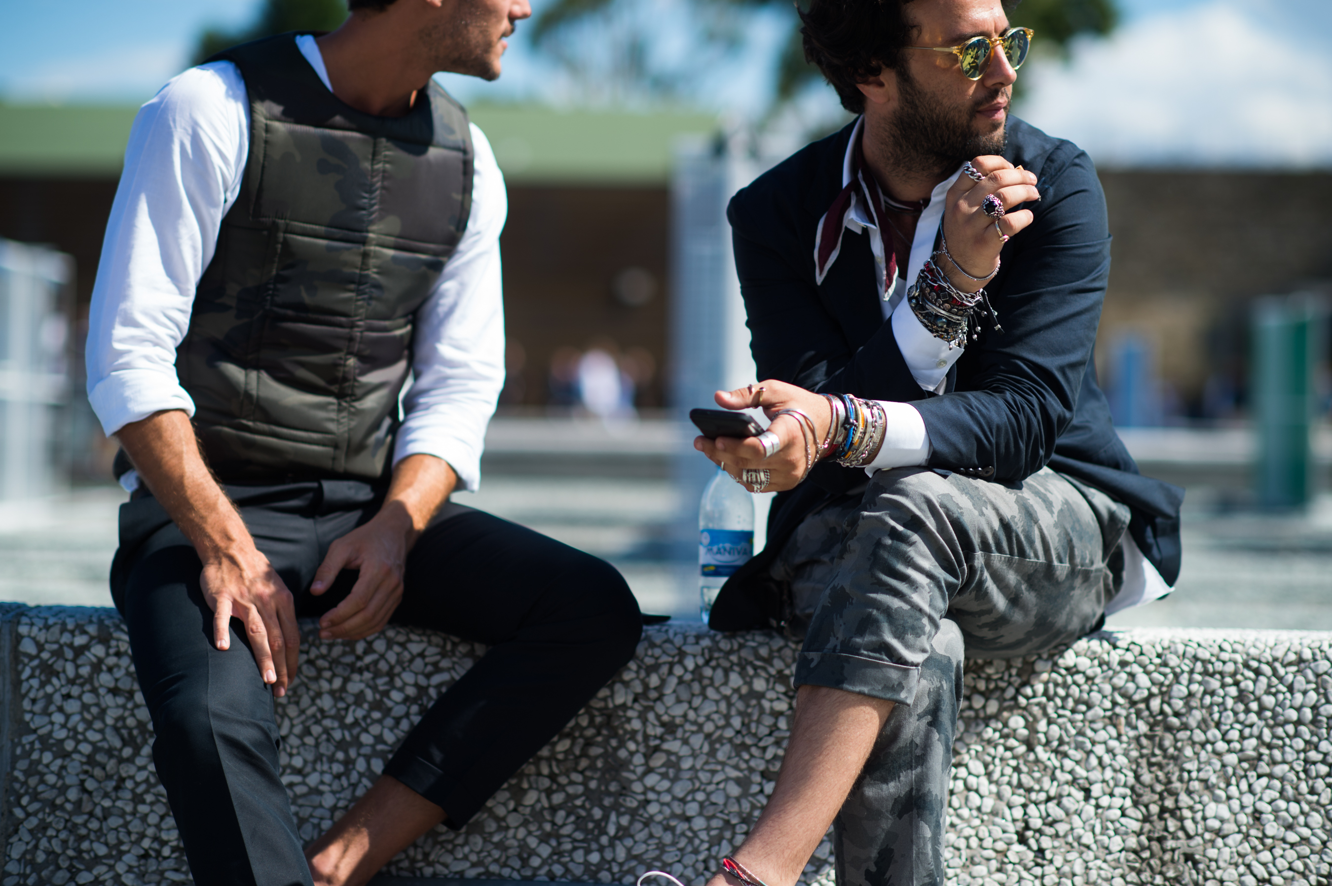 Two men wearing camo at Pitti Uomo