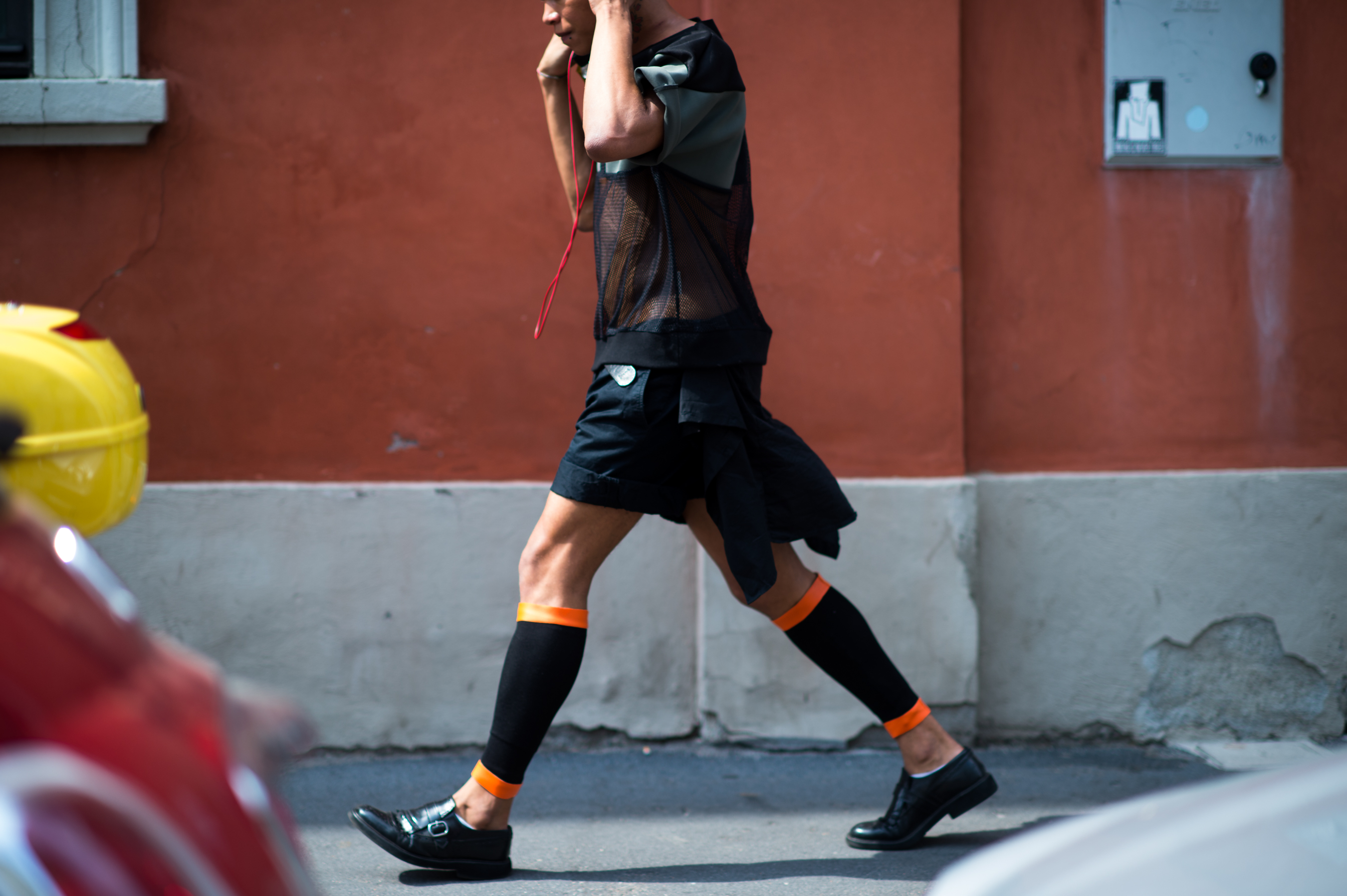 Man wearing a mesh athletic top