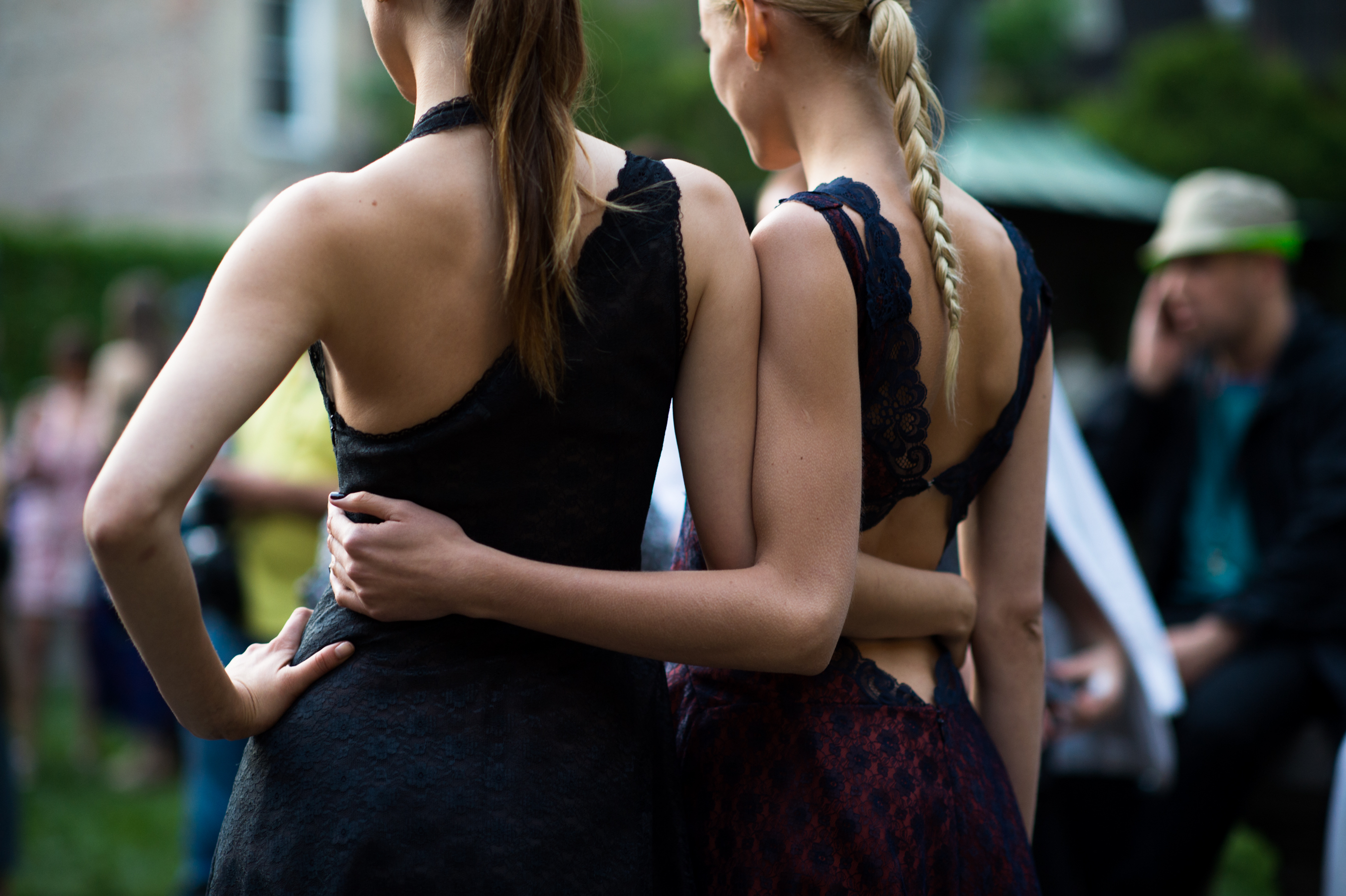 Polish and Latvian model at a fashion party