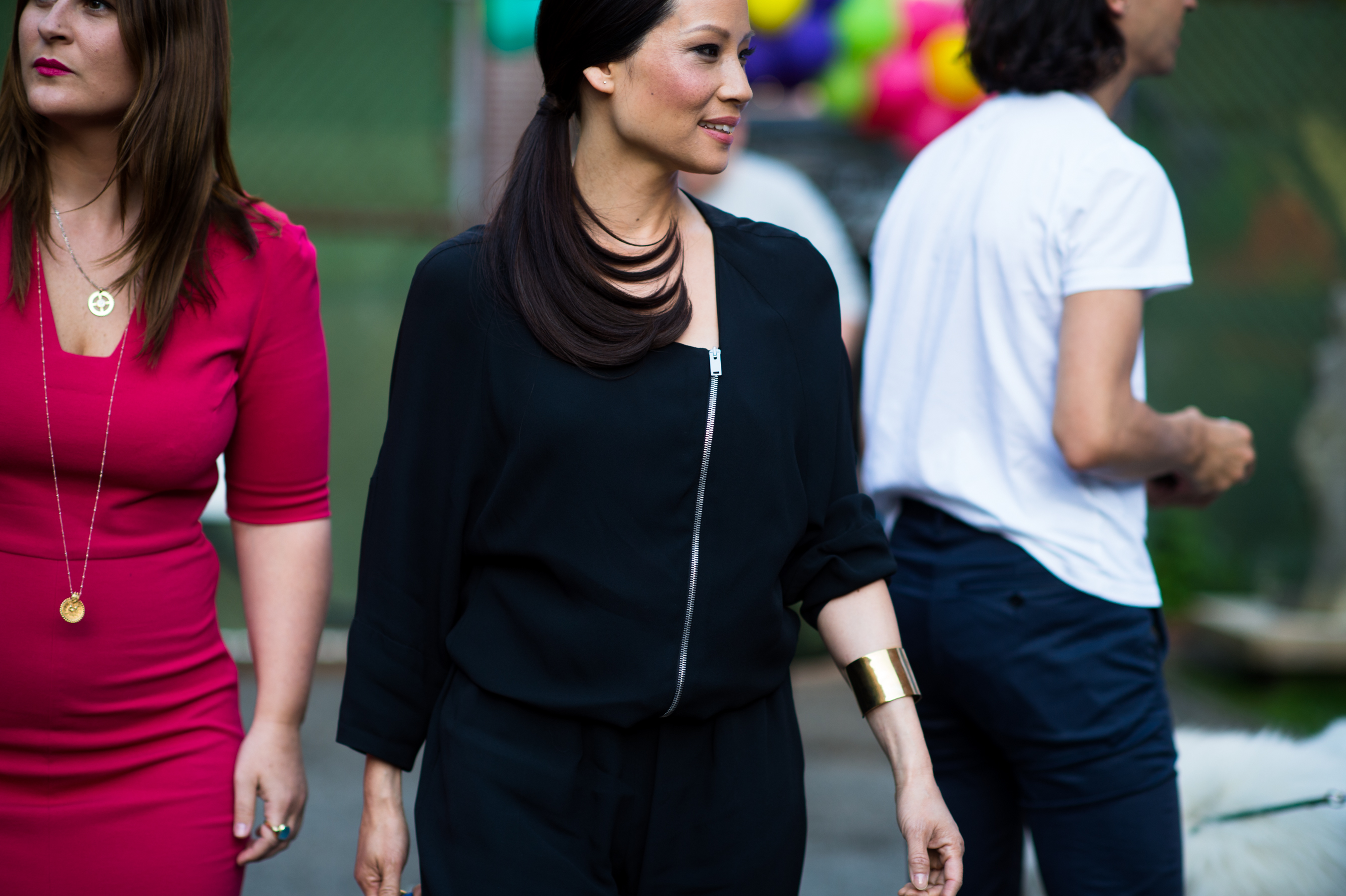 Chinese American actress at a garden party