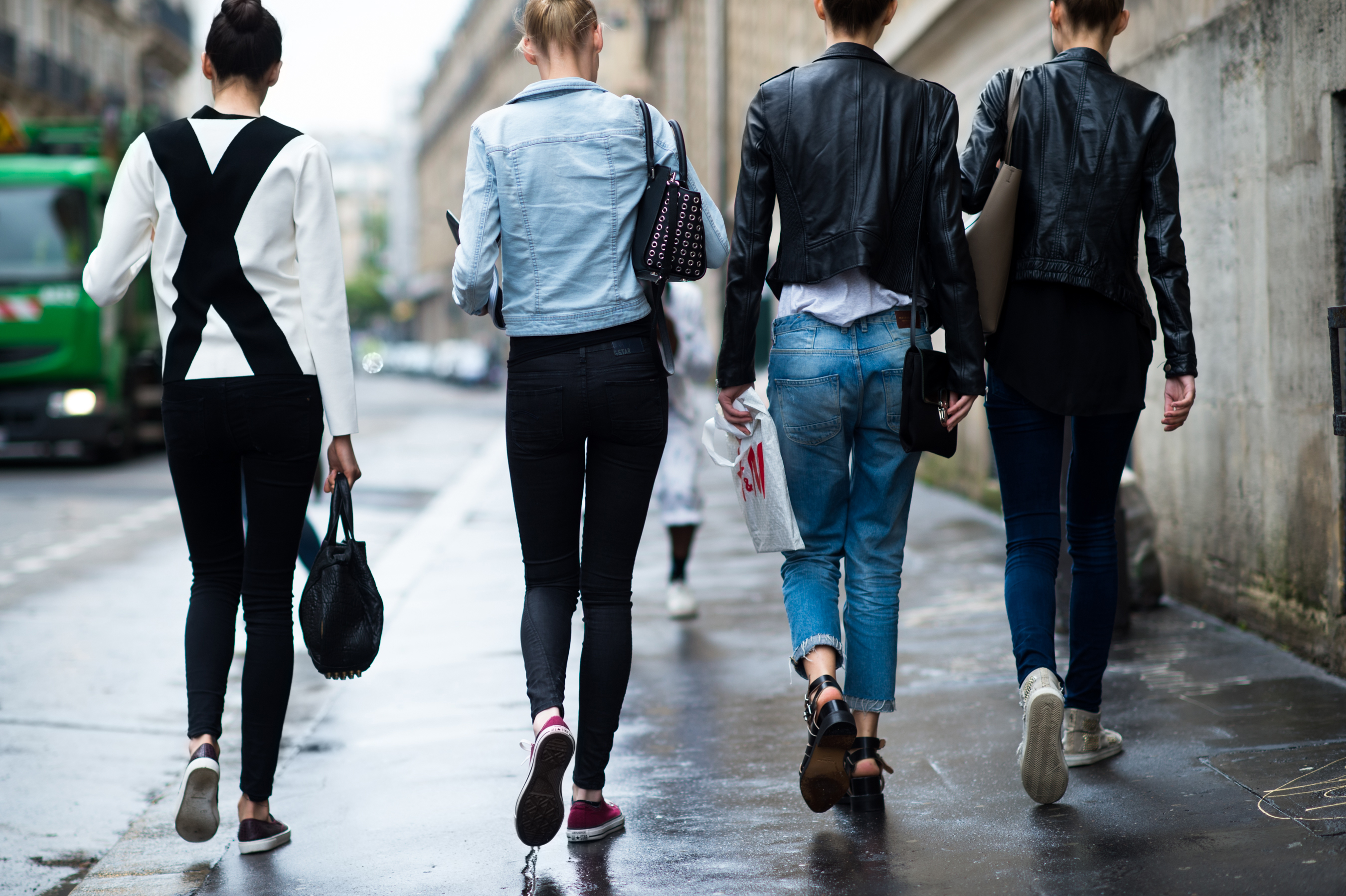 Four models walking in France