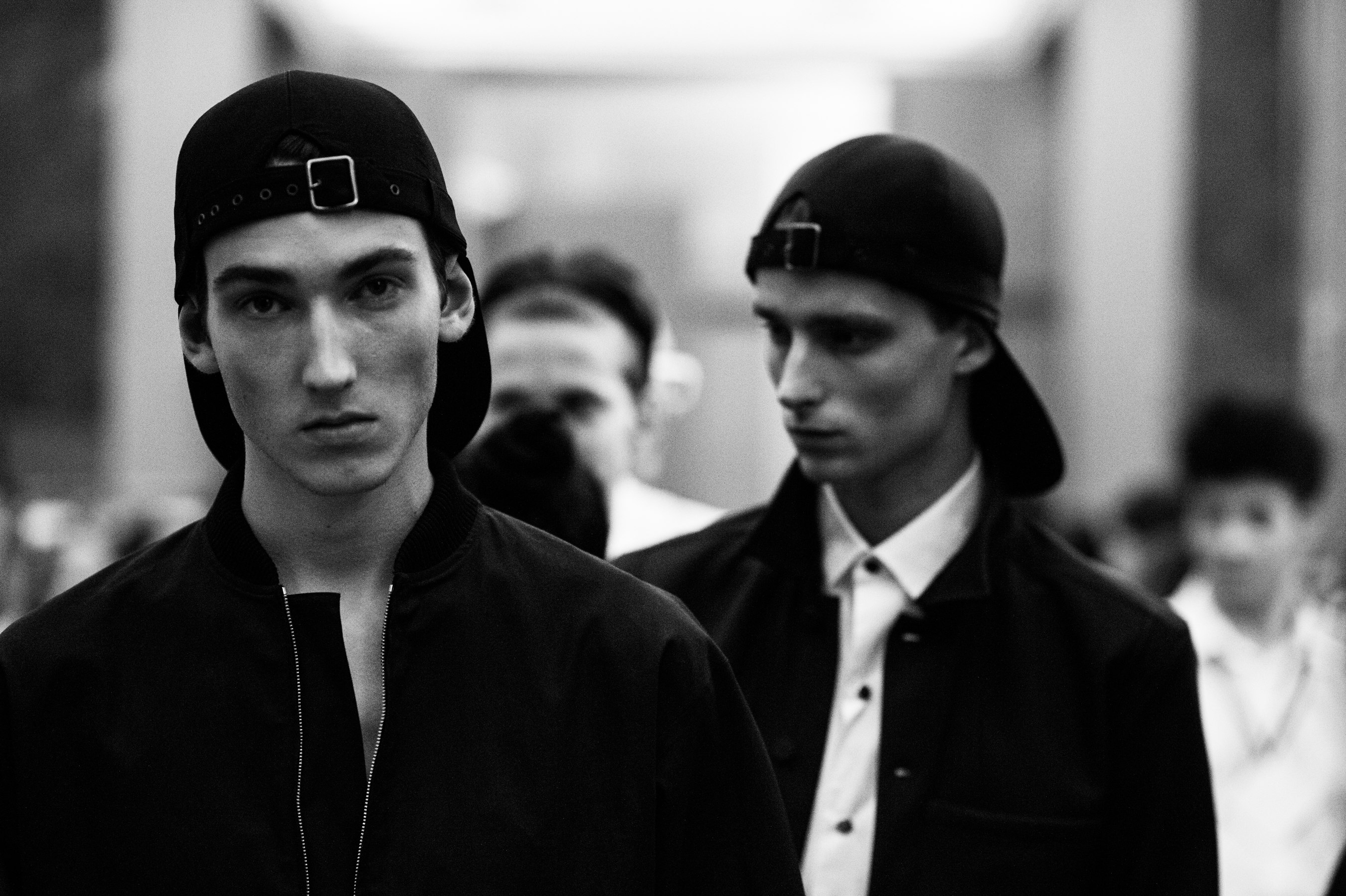 Male models Callum Rockall and Laurie Harding