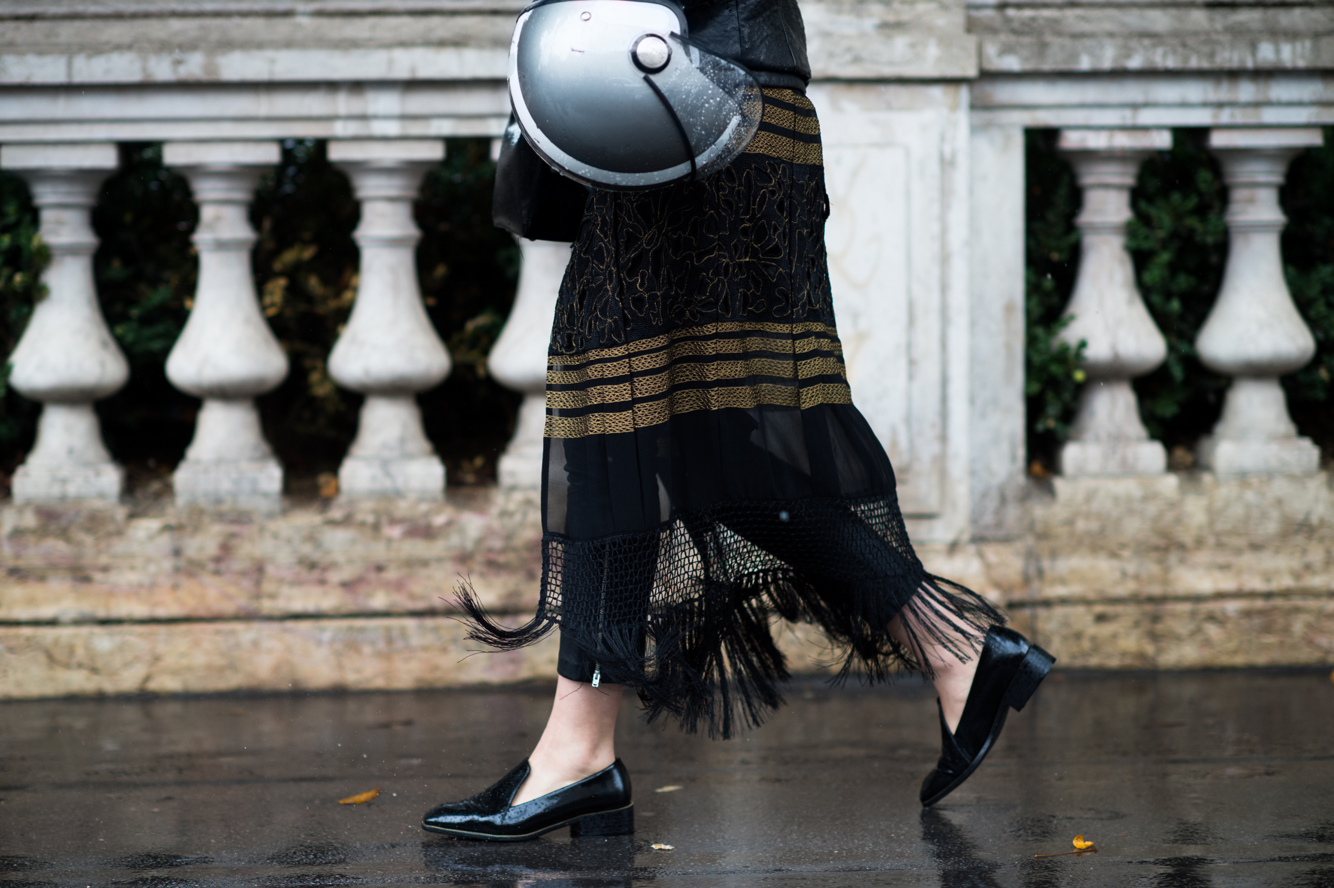 Woman with her motorcycle helmet