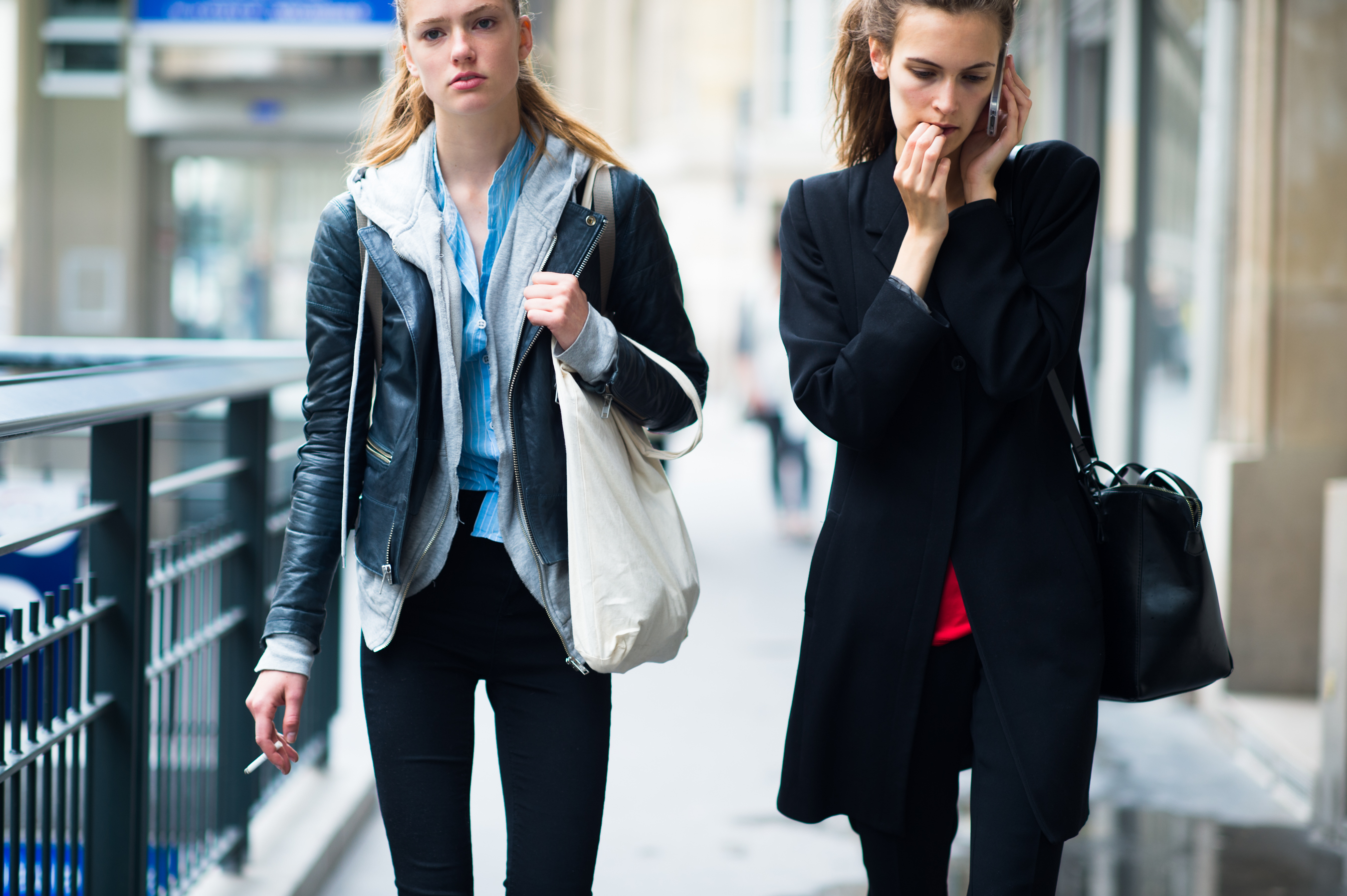 Two models after the Adidas Yohji Yamamoto show