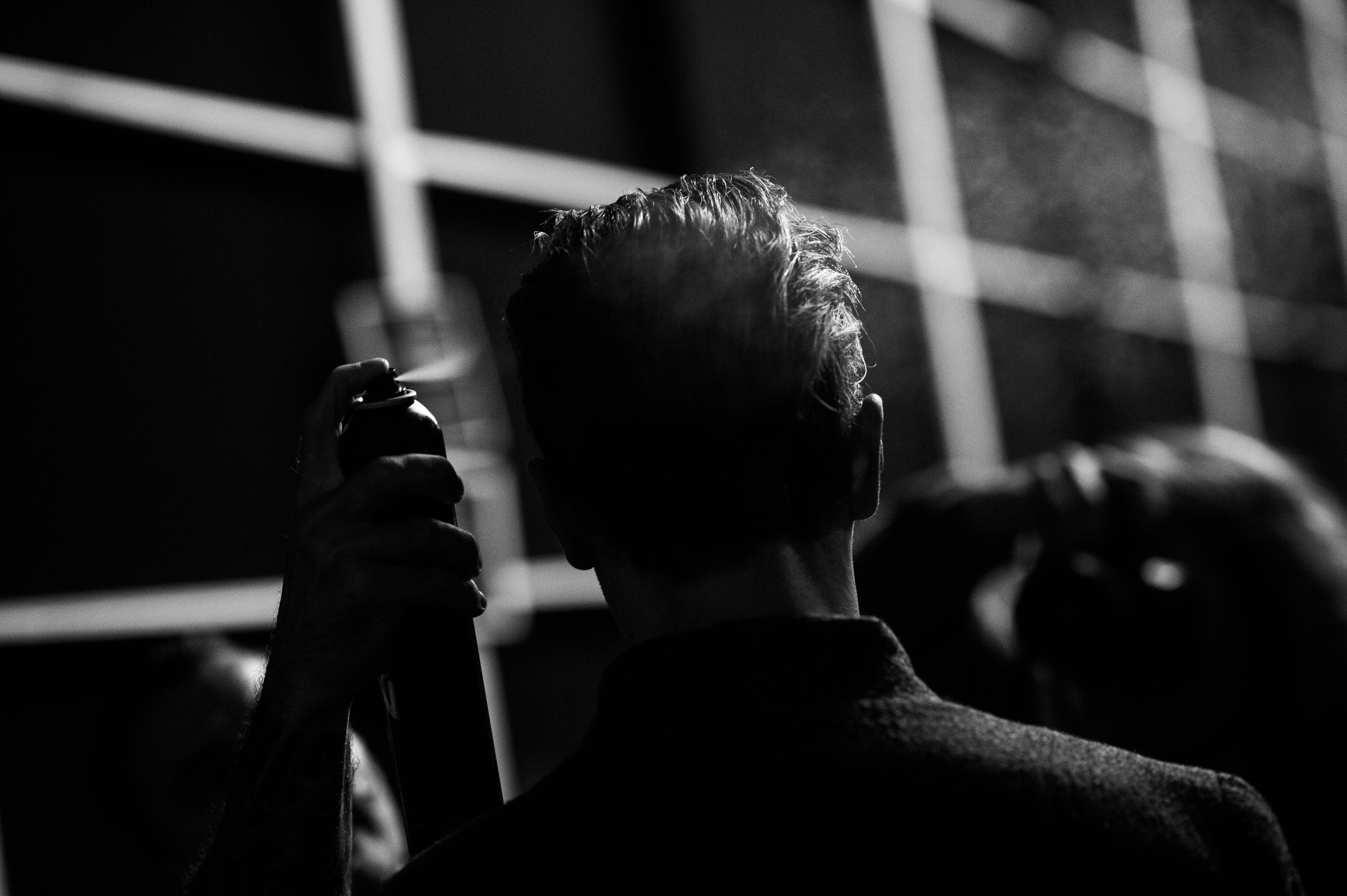 Male model in hair and makeup