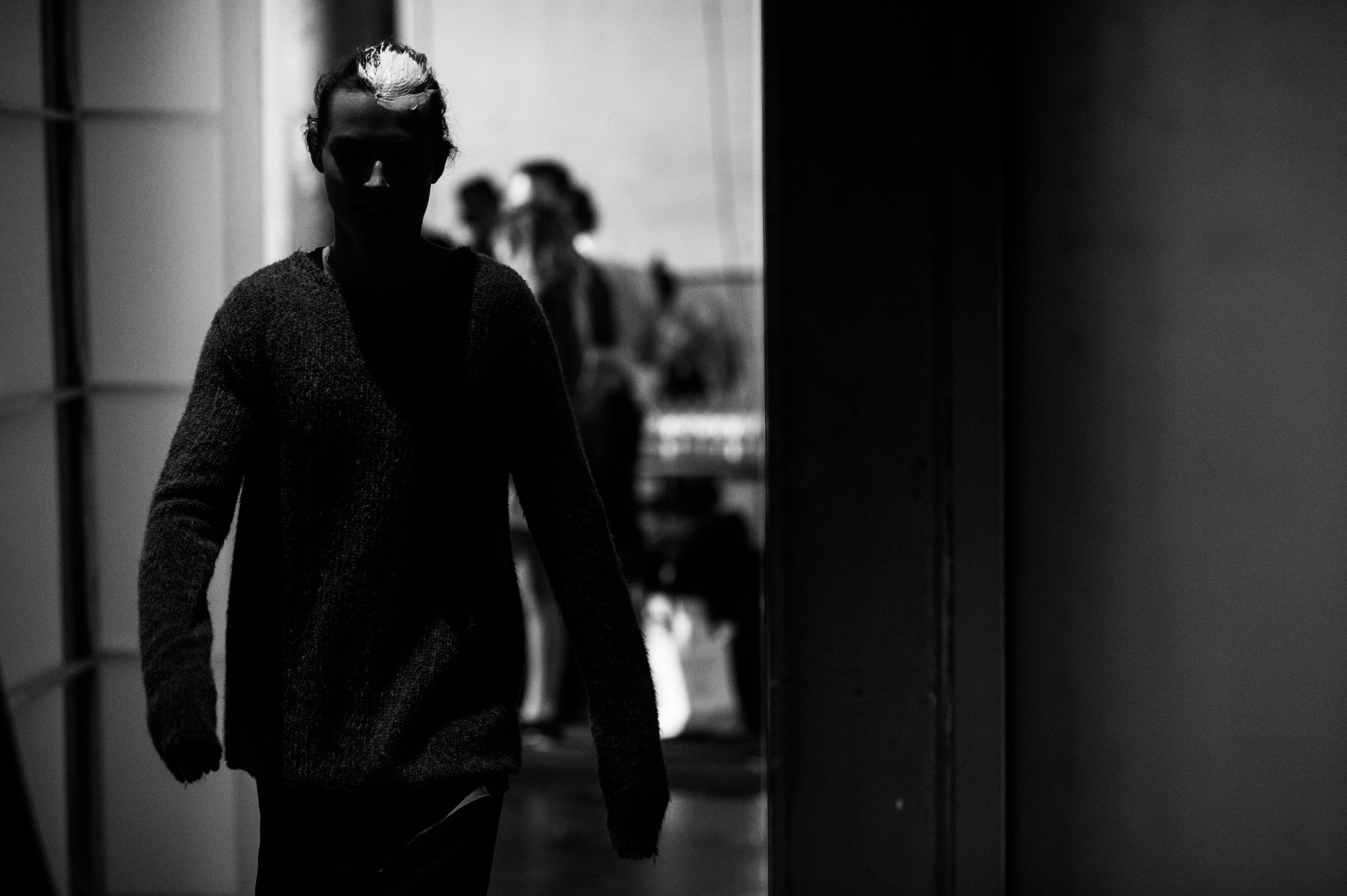 Male model before the show