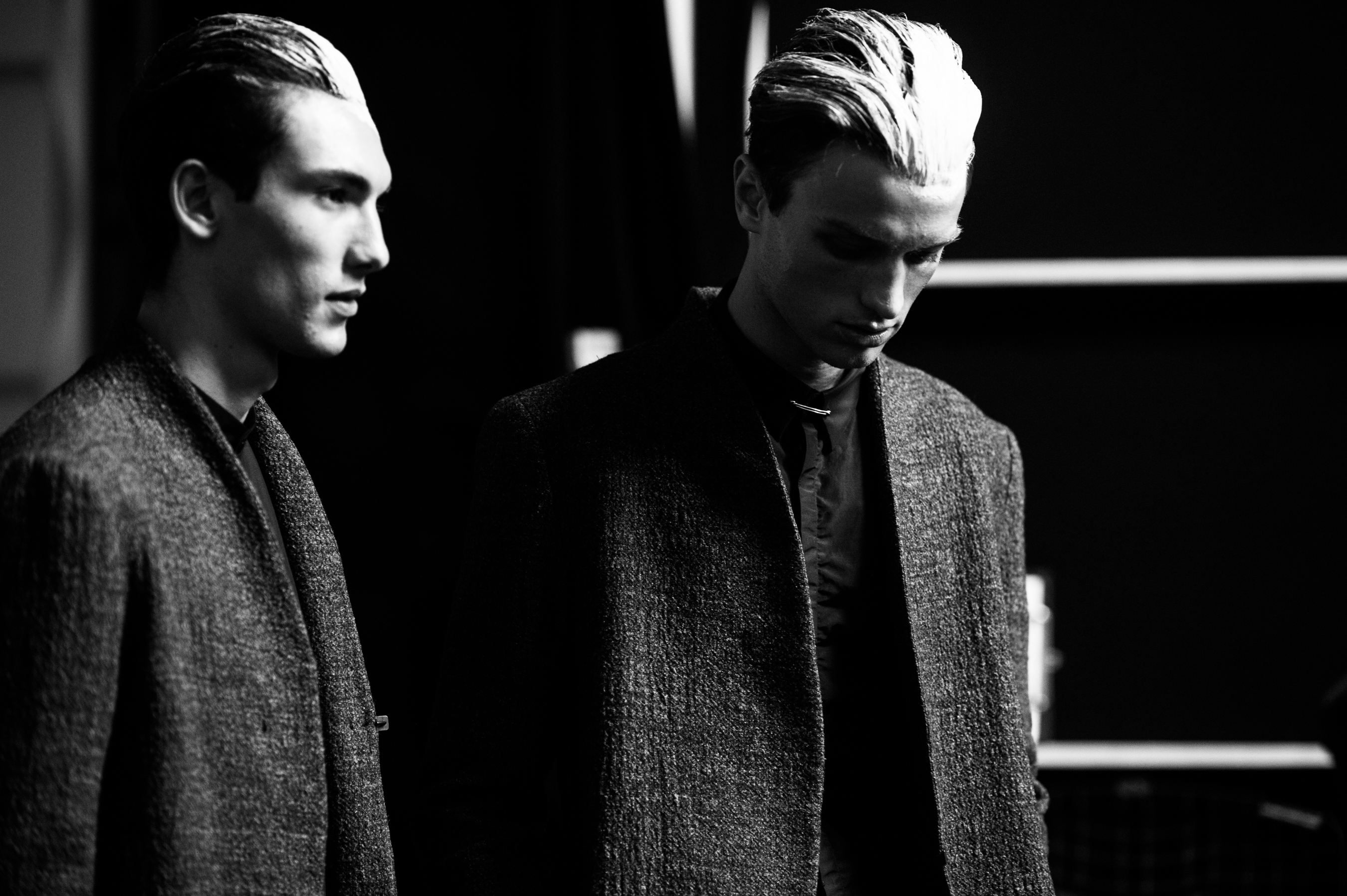 Male model James Freeman before the show