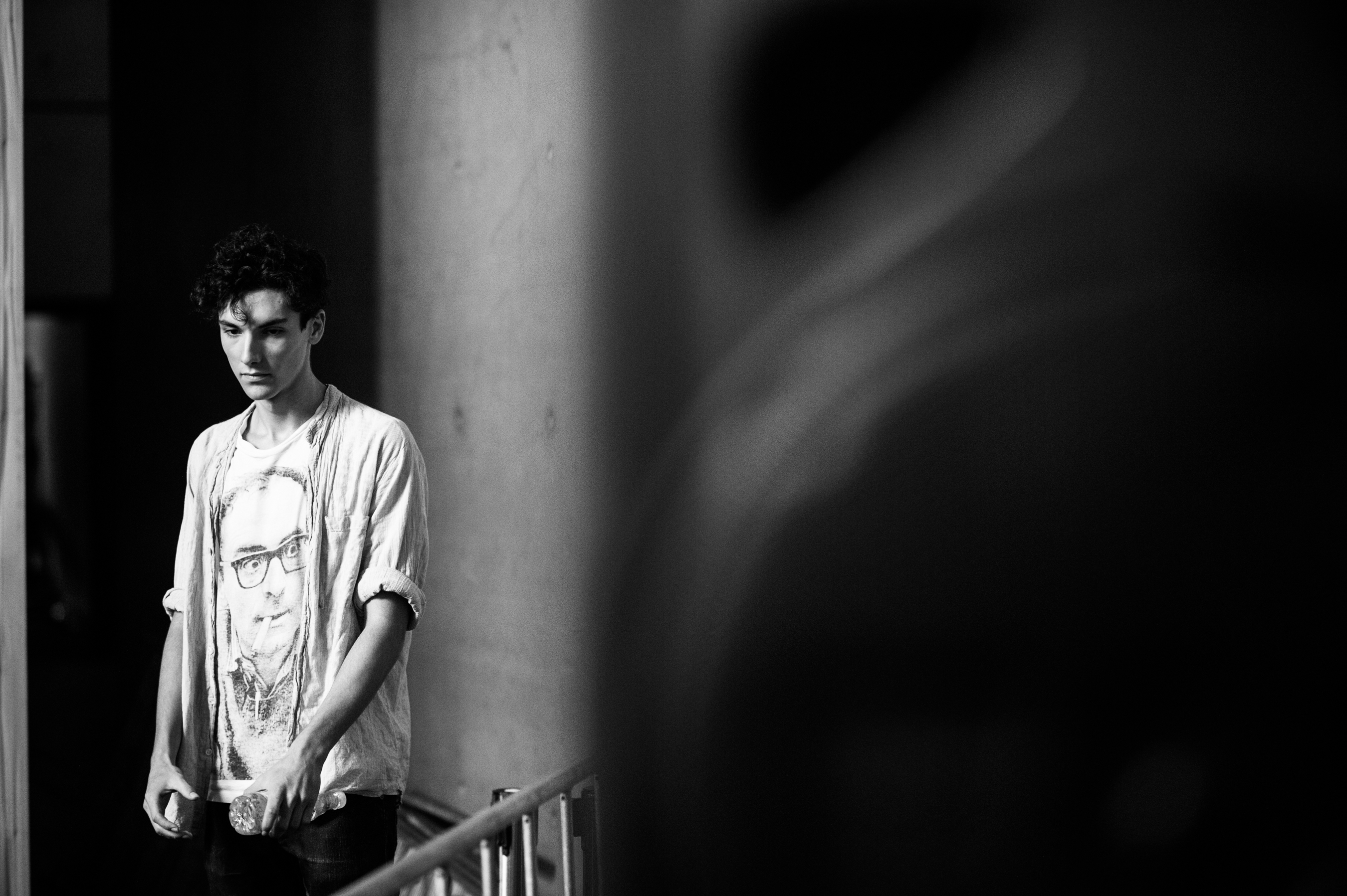 Male model before a fashion show