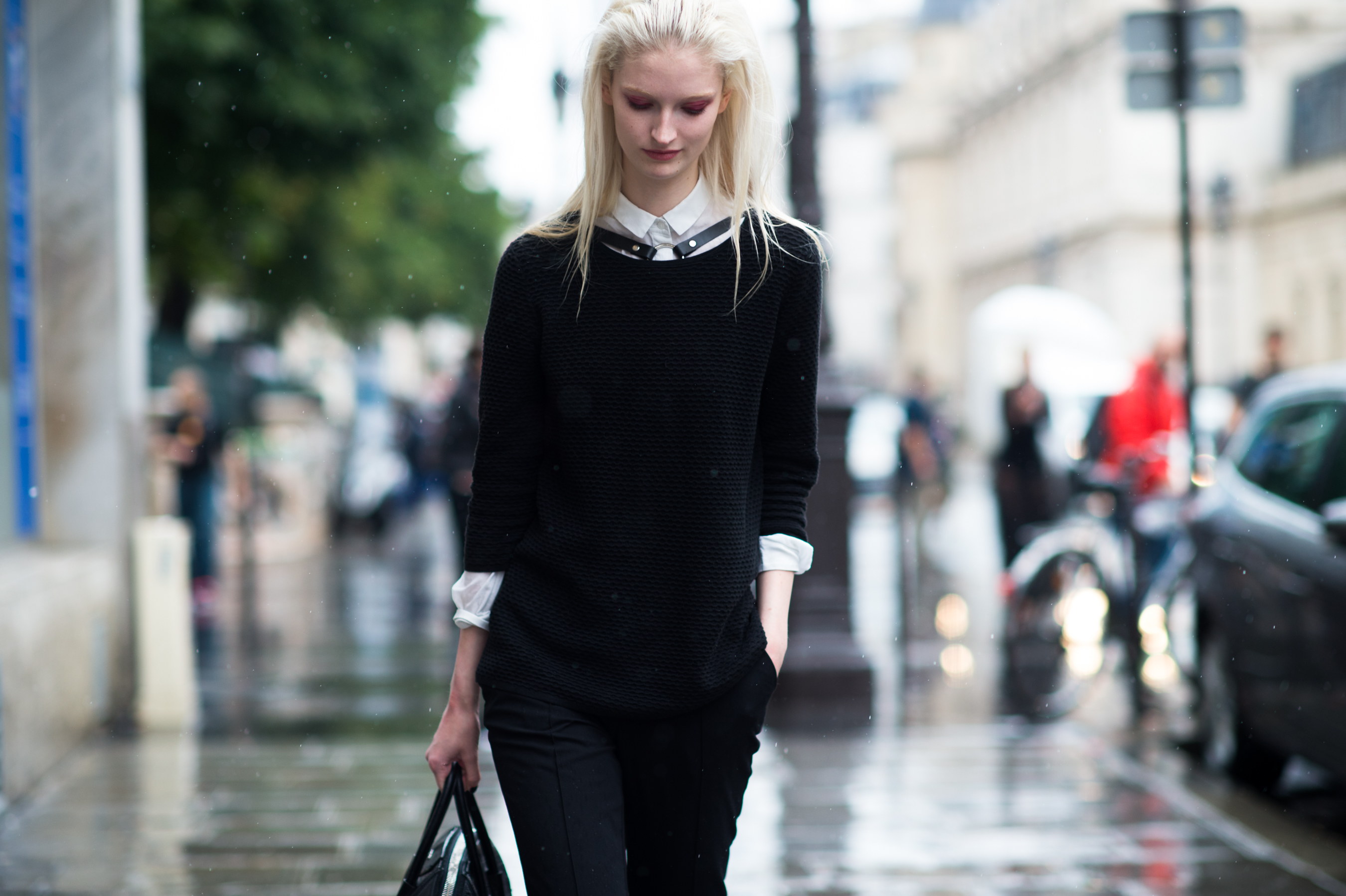 British model wearing all black