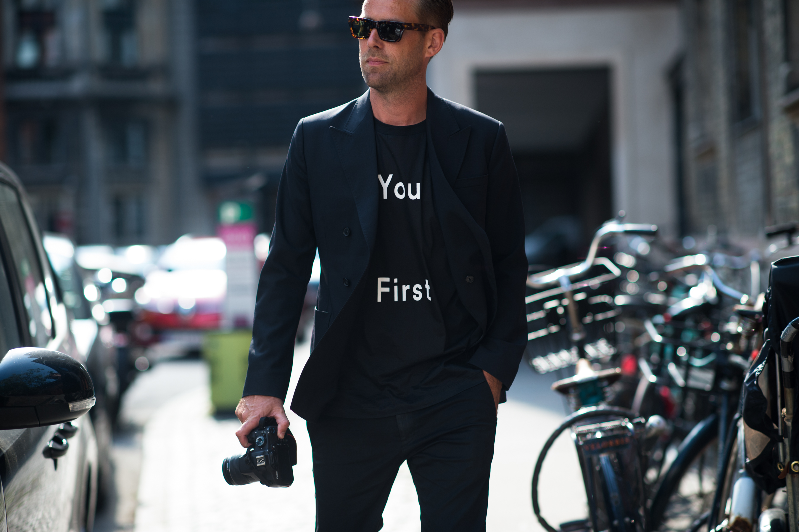 Danish Euroman editor wearing You First T Shirt