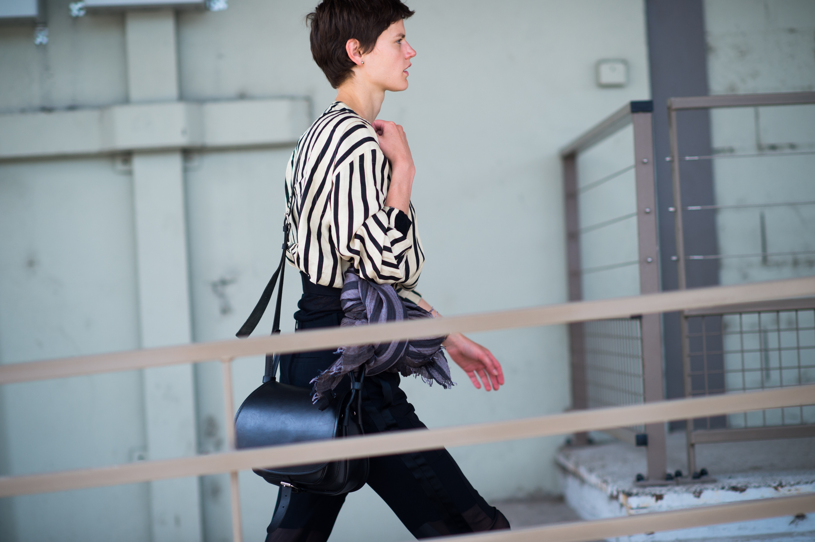 Model before the Givenchy menswear show