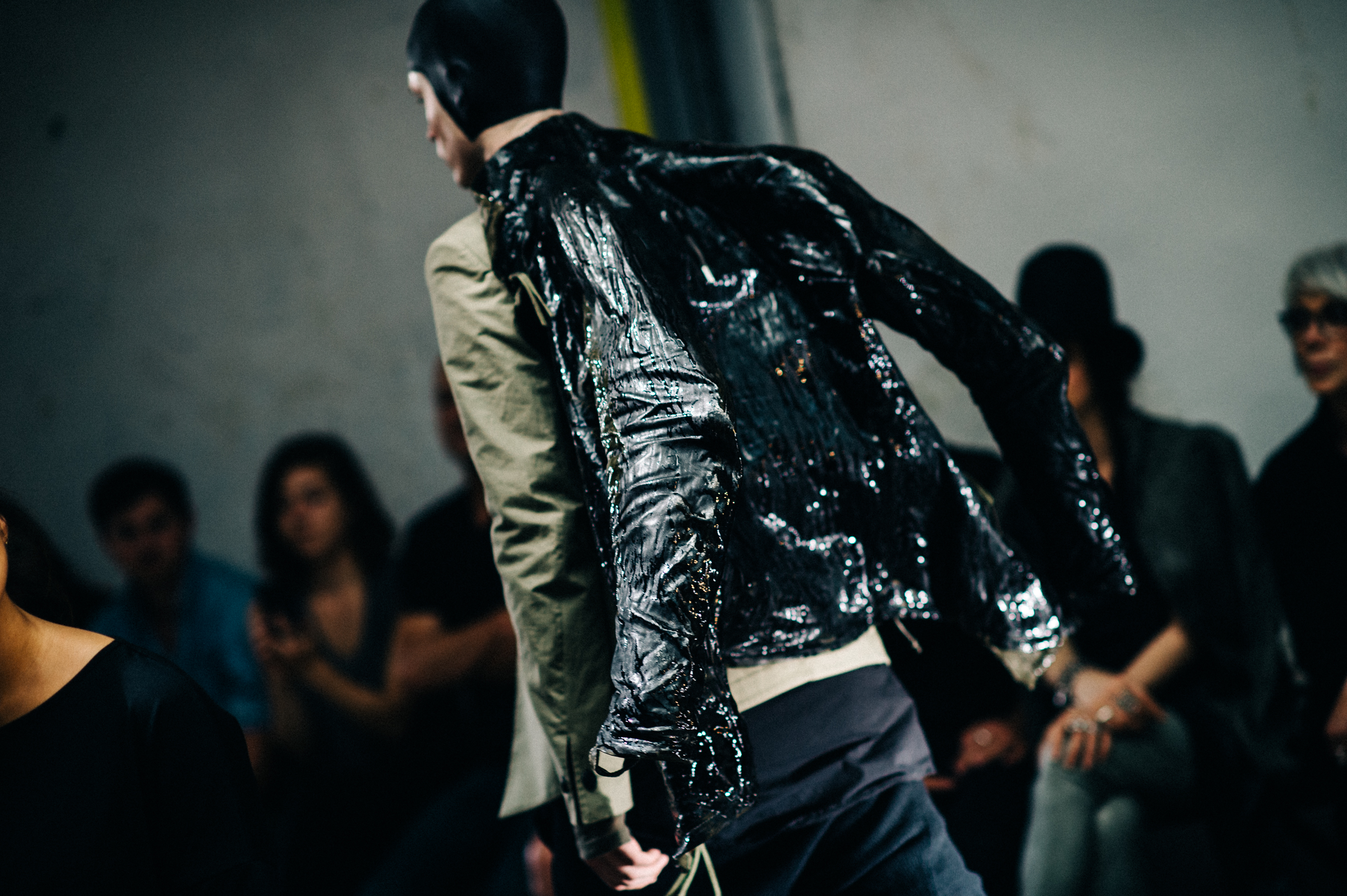 Male model wearing a leather jacket
