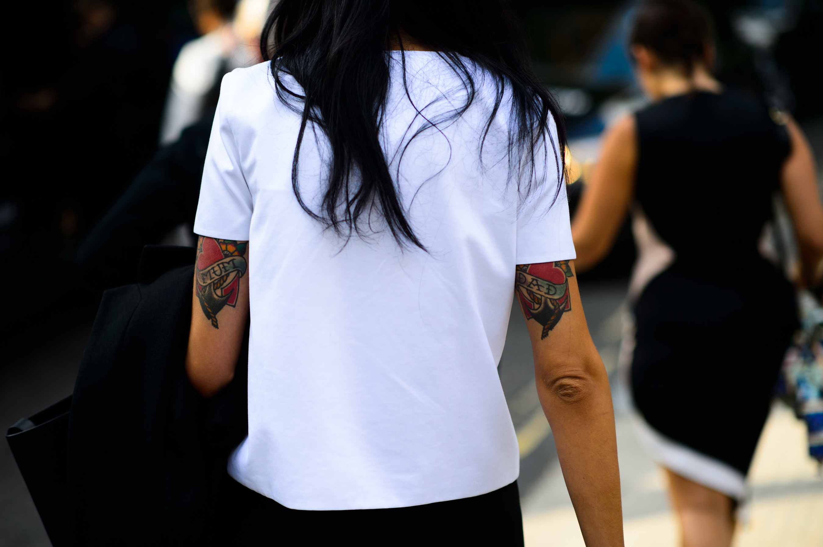 Italian girl with Mom and Dad tattoos