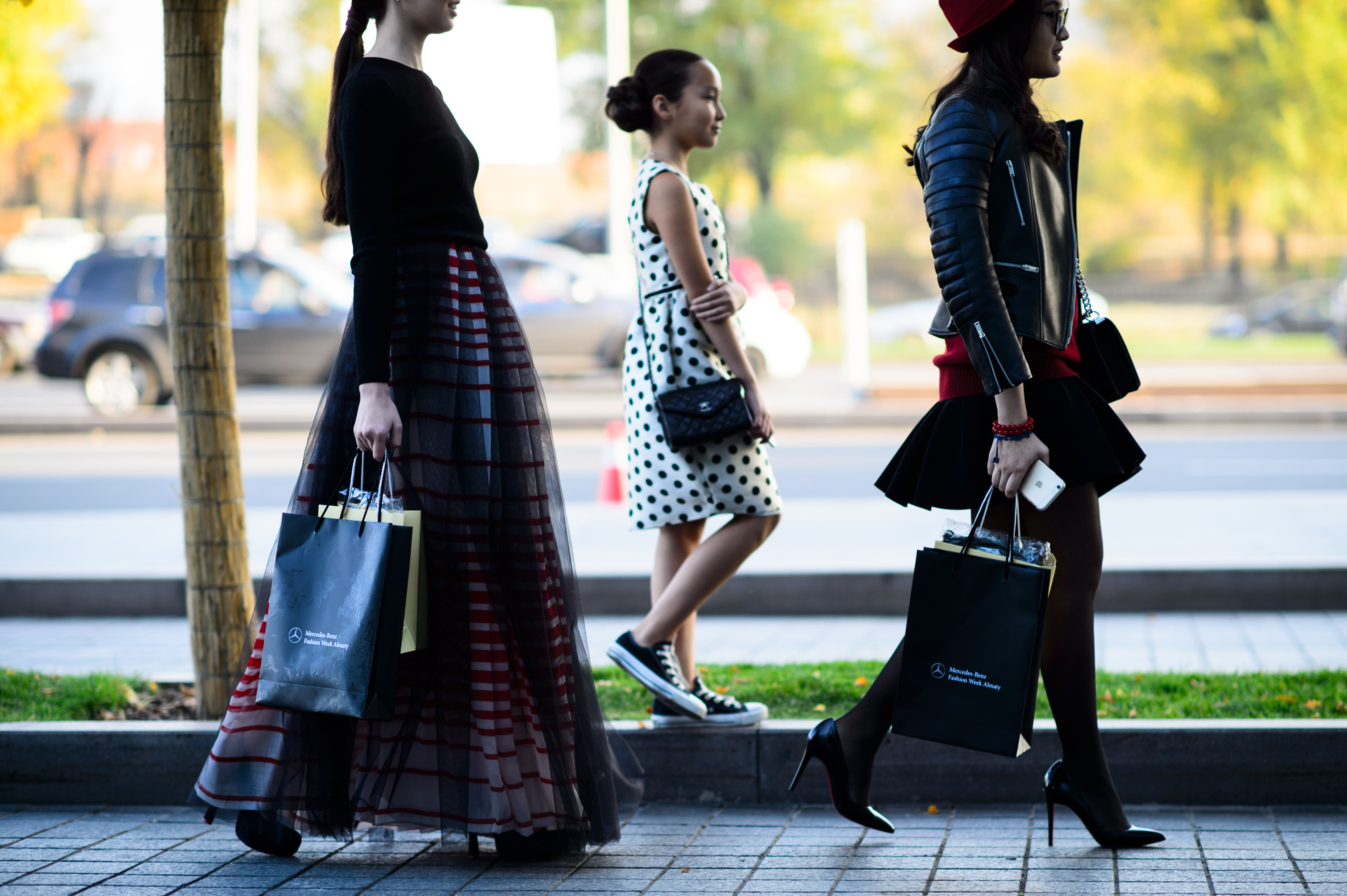 Three Kazakh women at Fashion Week