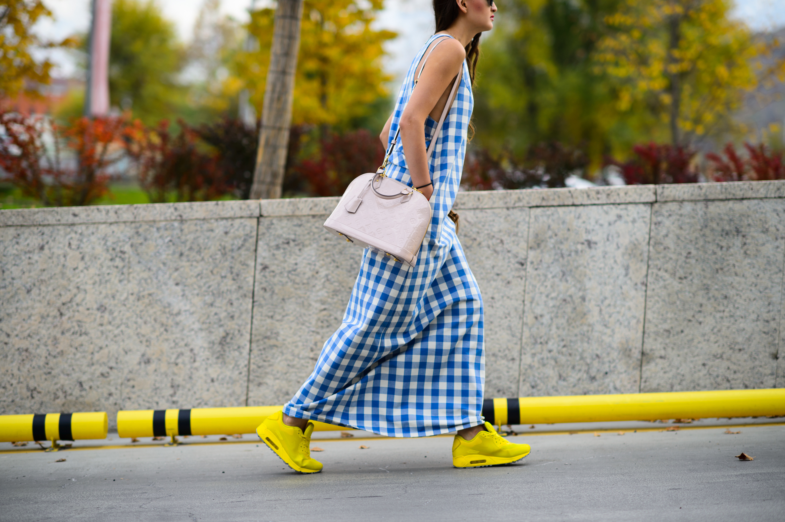 Kazakh woman wearing yellow Nike