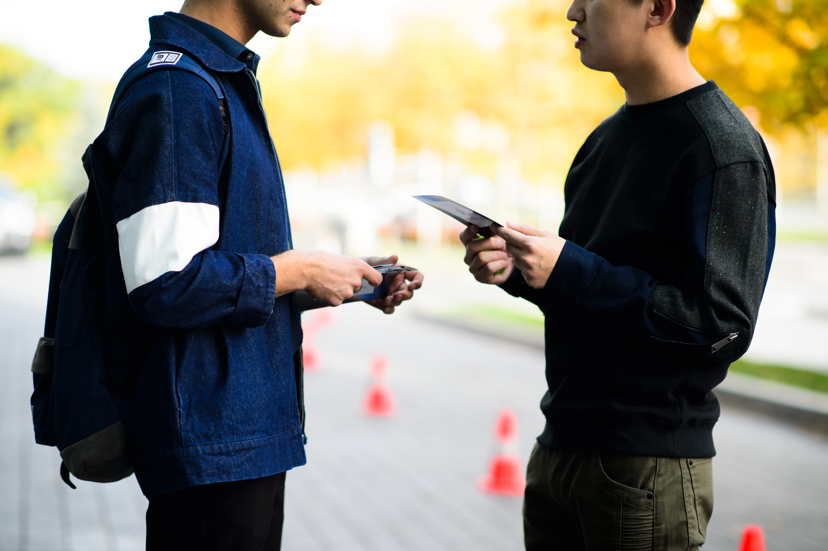 Two Kazakh men talking together