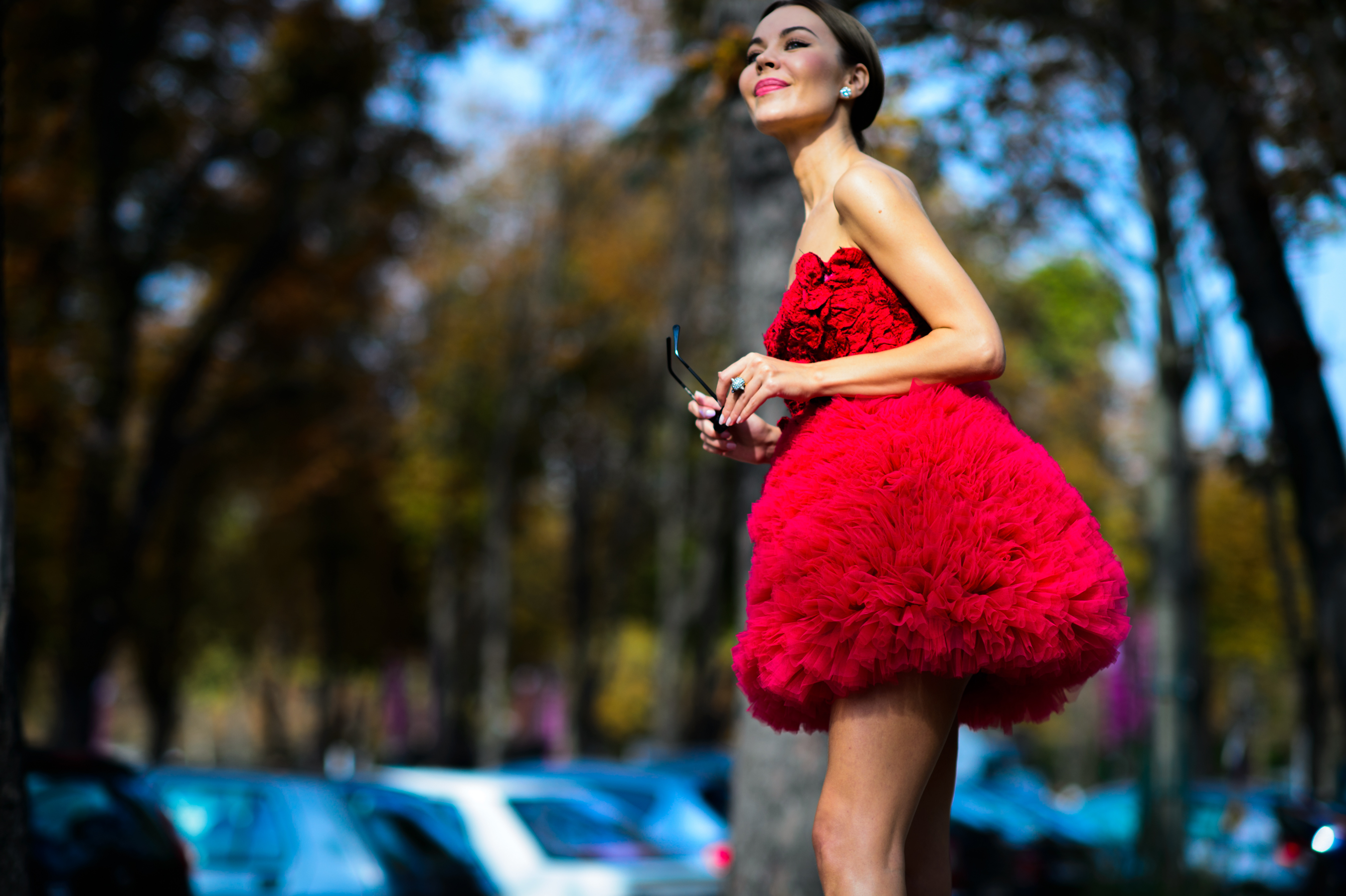Russian woman wearing a pink dress