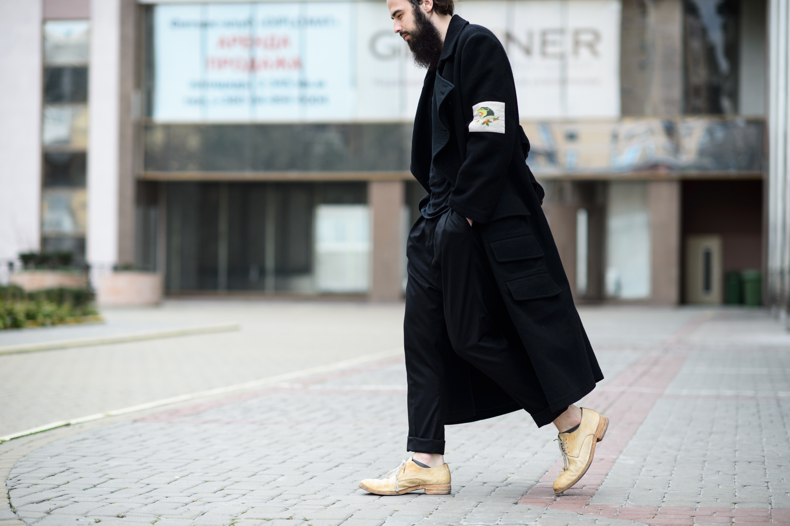 Ukrainian man wearing vintage Yohji Yamamoto