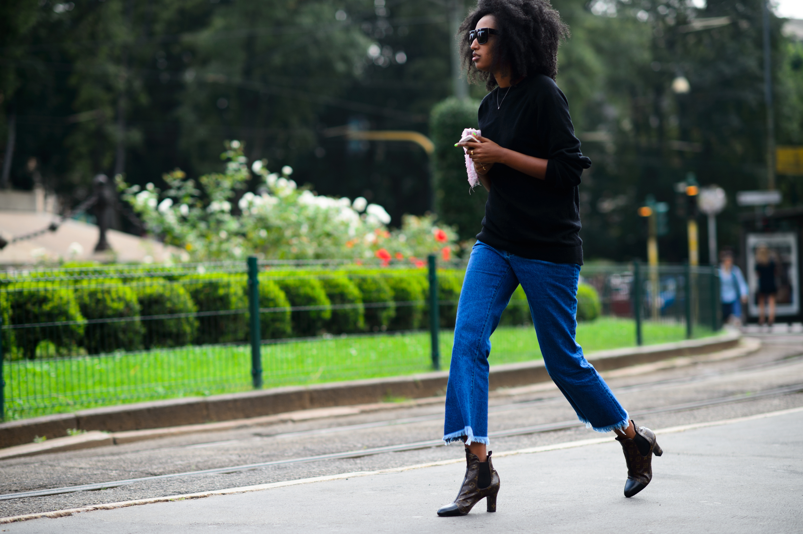 Woman wearing Louis Vuitton shoes