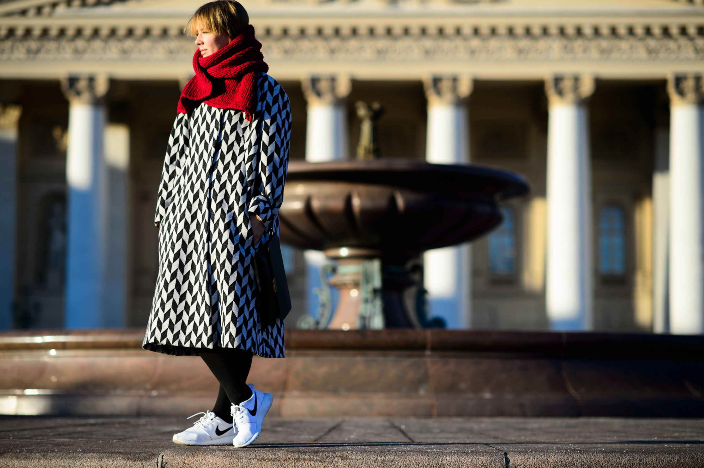 Russian designer wearing her own coat