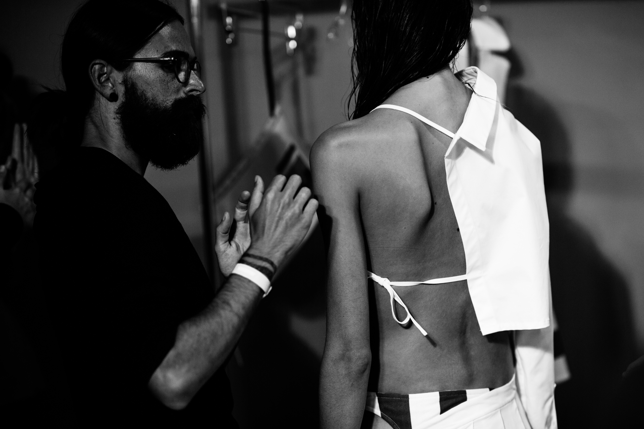 Model before the fashion show