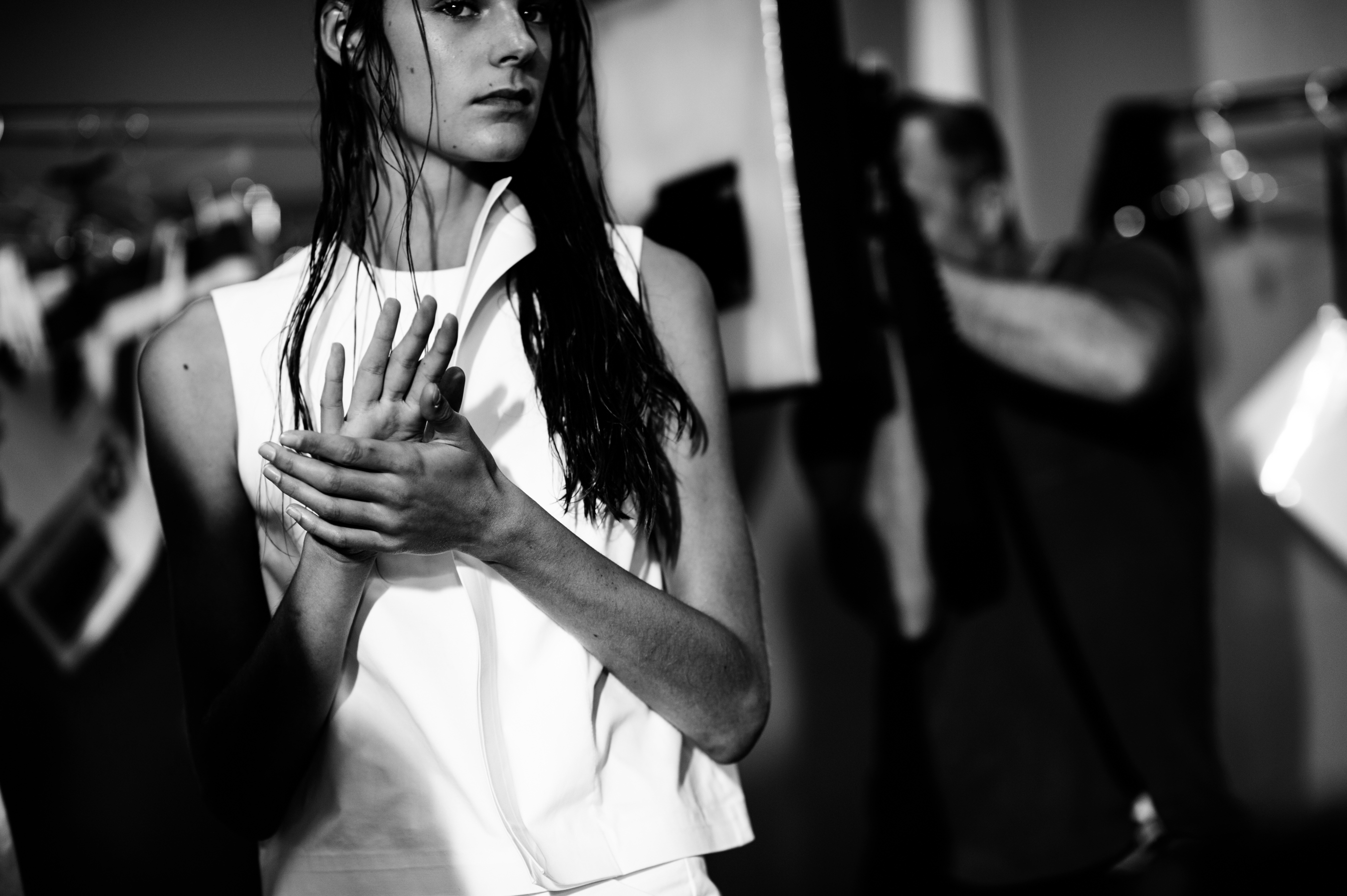 Model Olivia David before the show