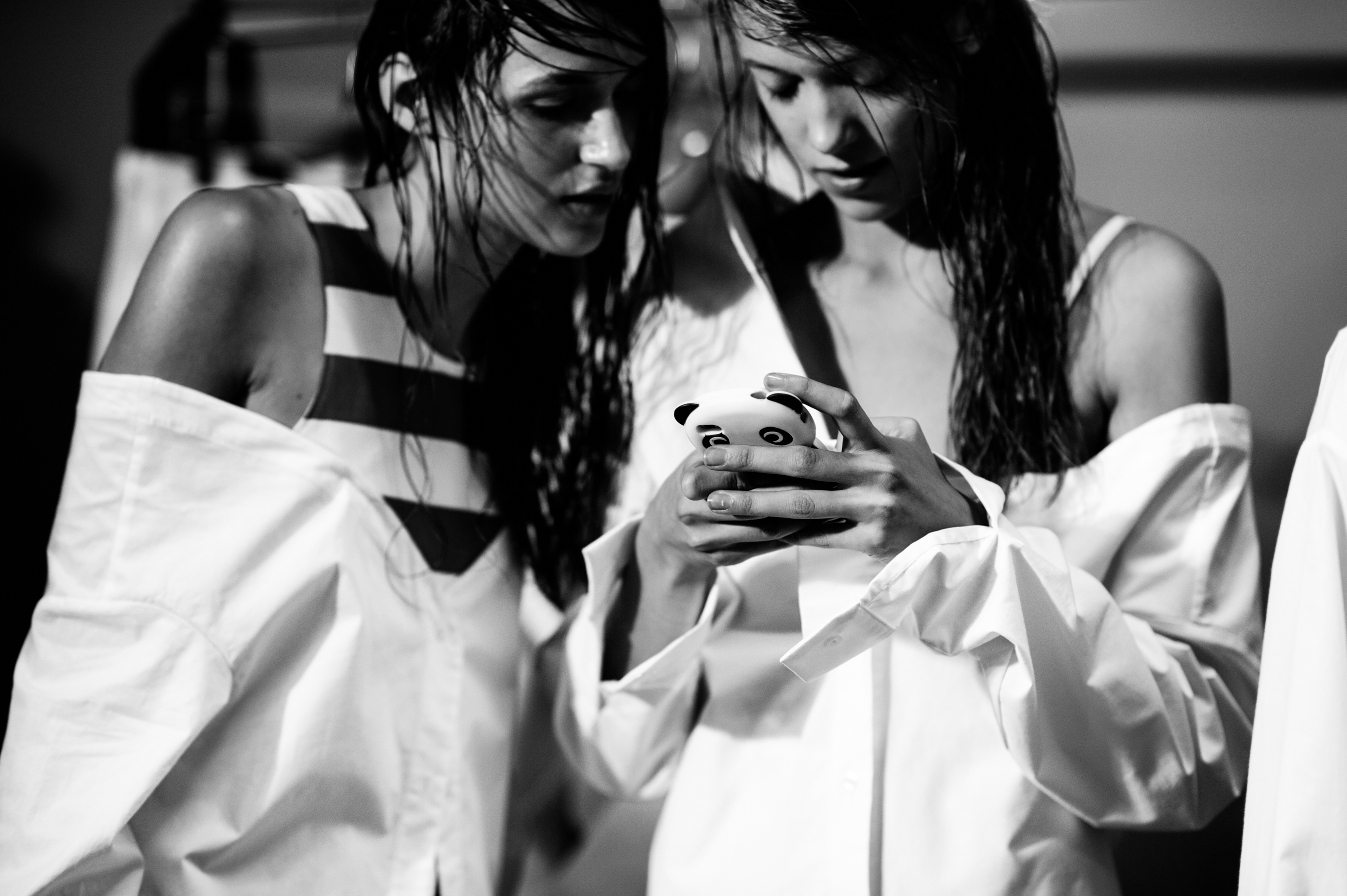 Two models before a fashion show