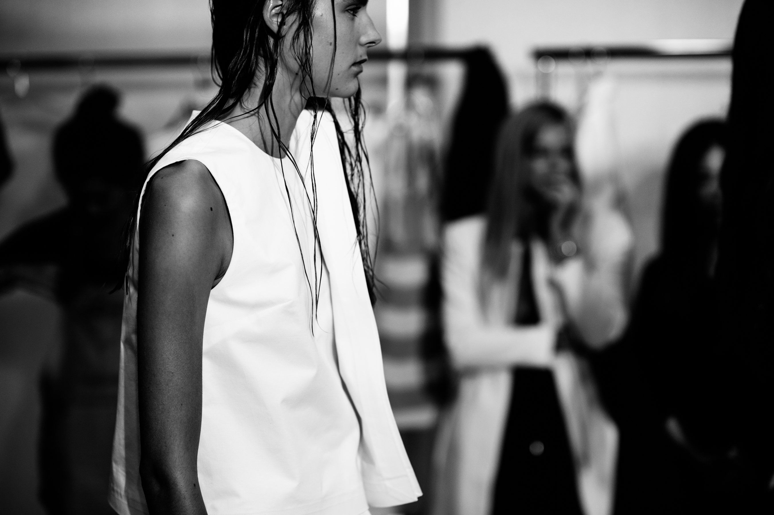 Model Olivia David before the show
