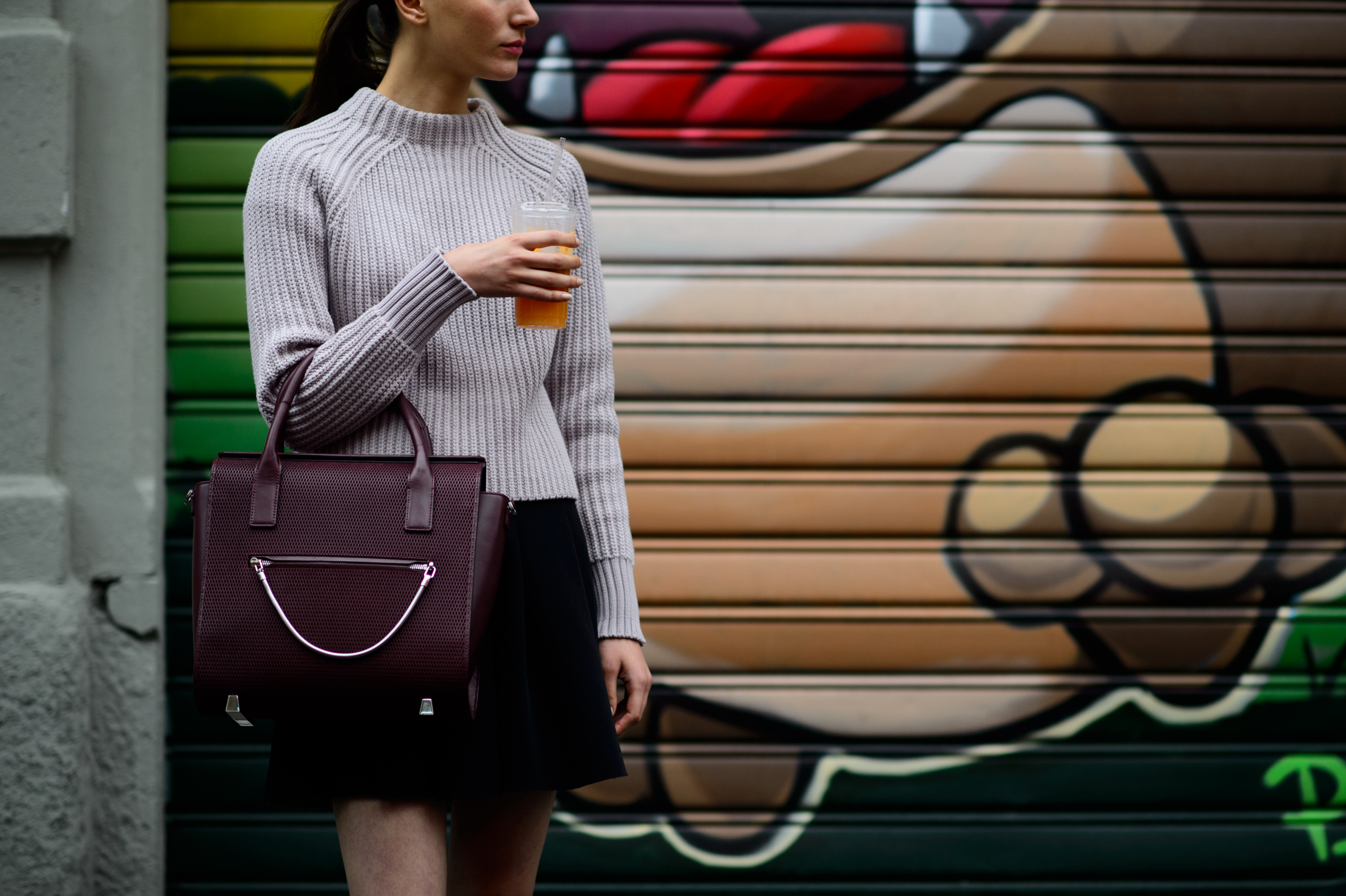 Serbian model drinking her juice