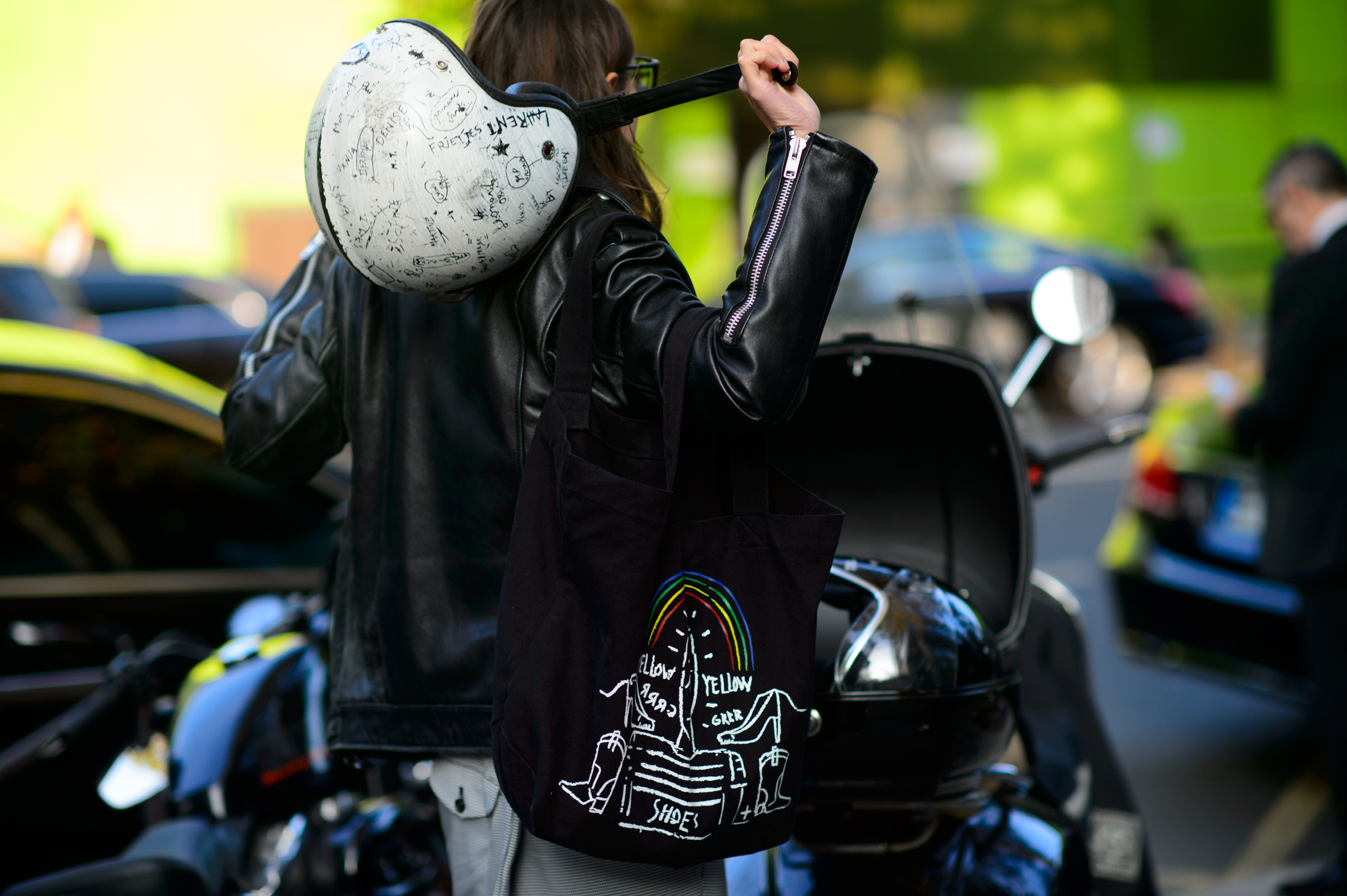 Girls with a Margiela Ateliers Ruby helmet