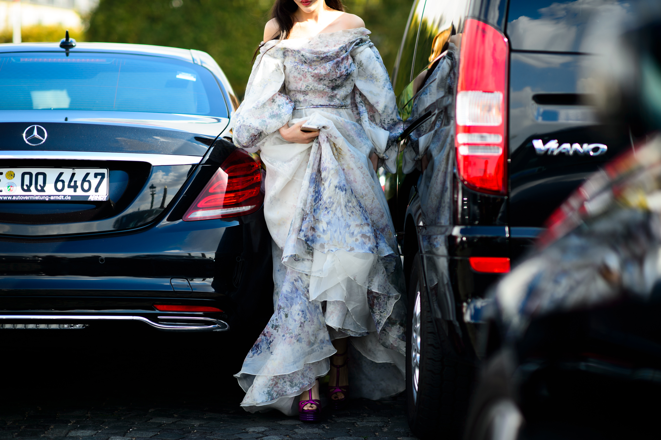 Chinese actress in a silk dress
