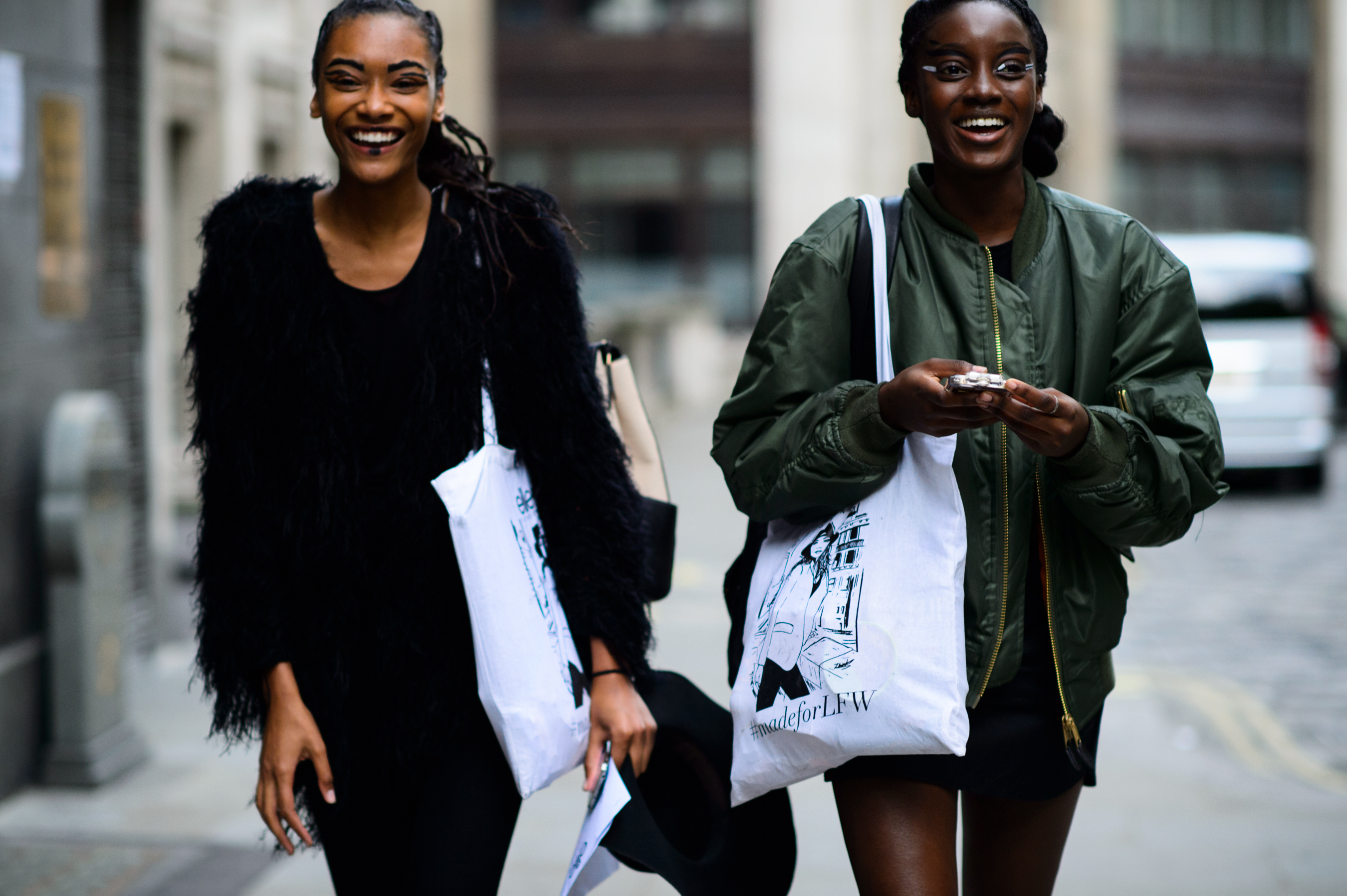 Two models after a fashion show