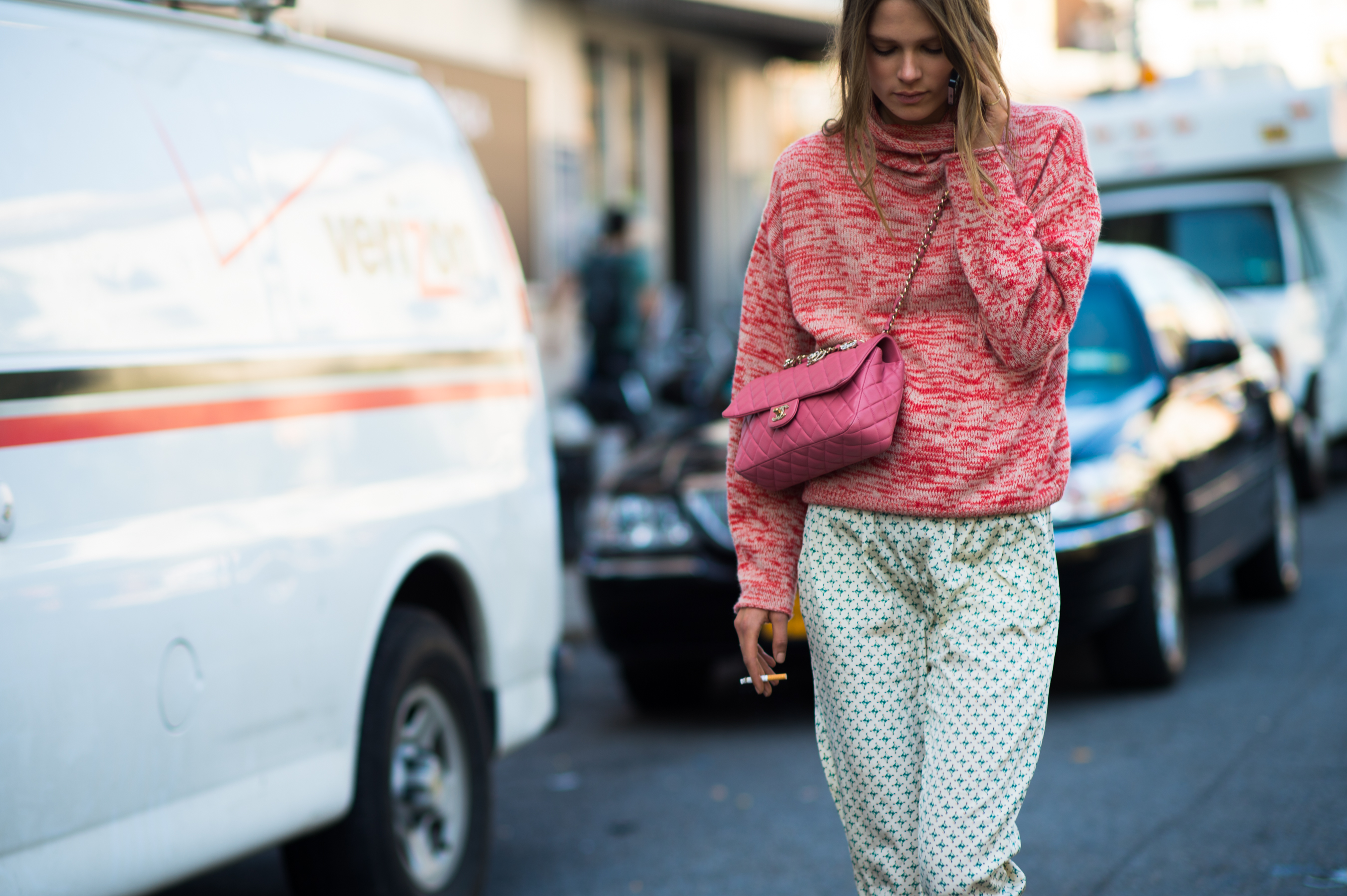 Danish model with a pink Chanel bag