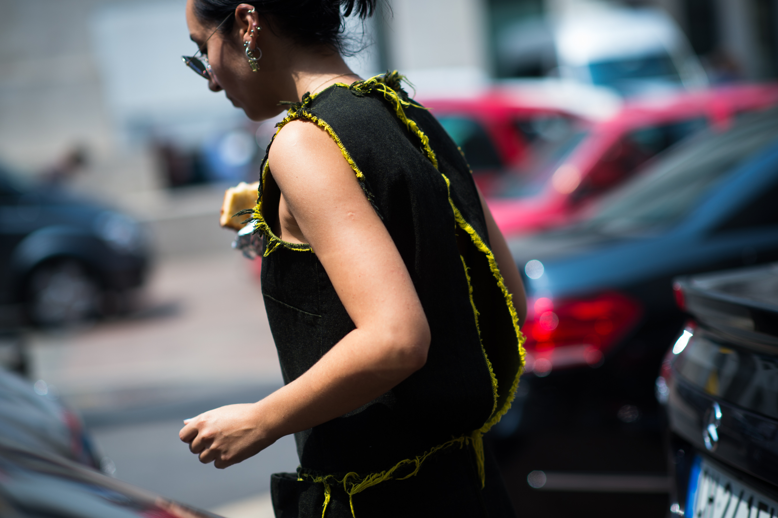 Woman wearing yellow Marques Almeida