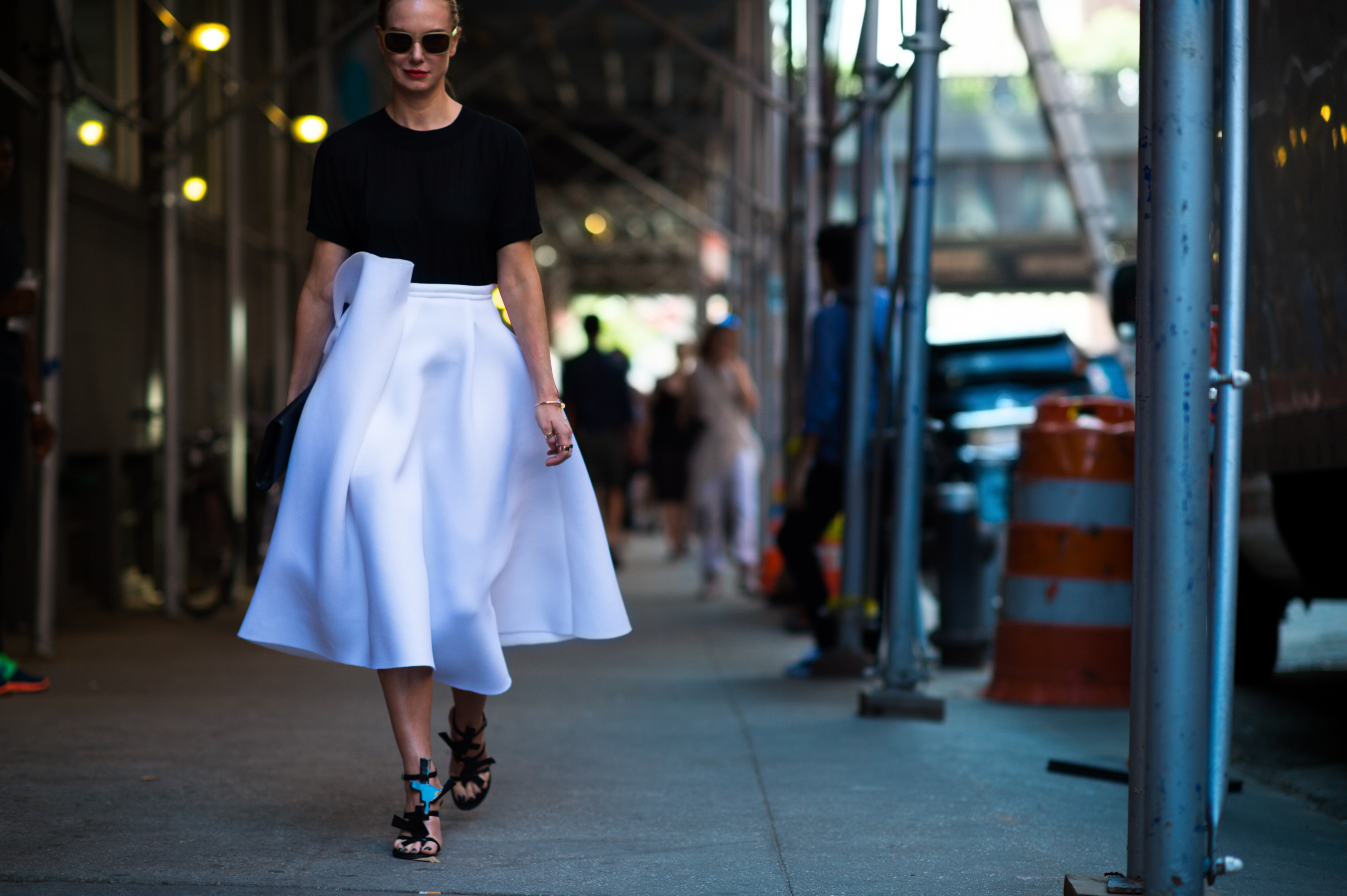 Woman wearing white skirt