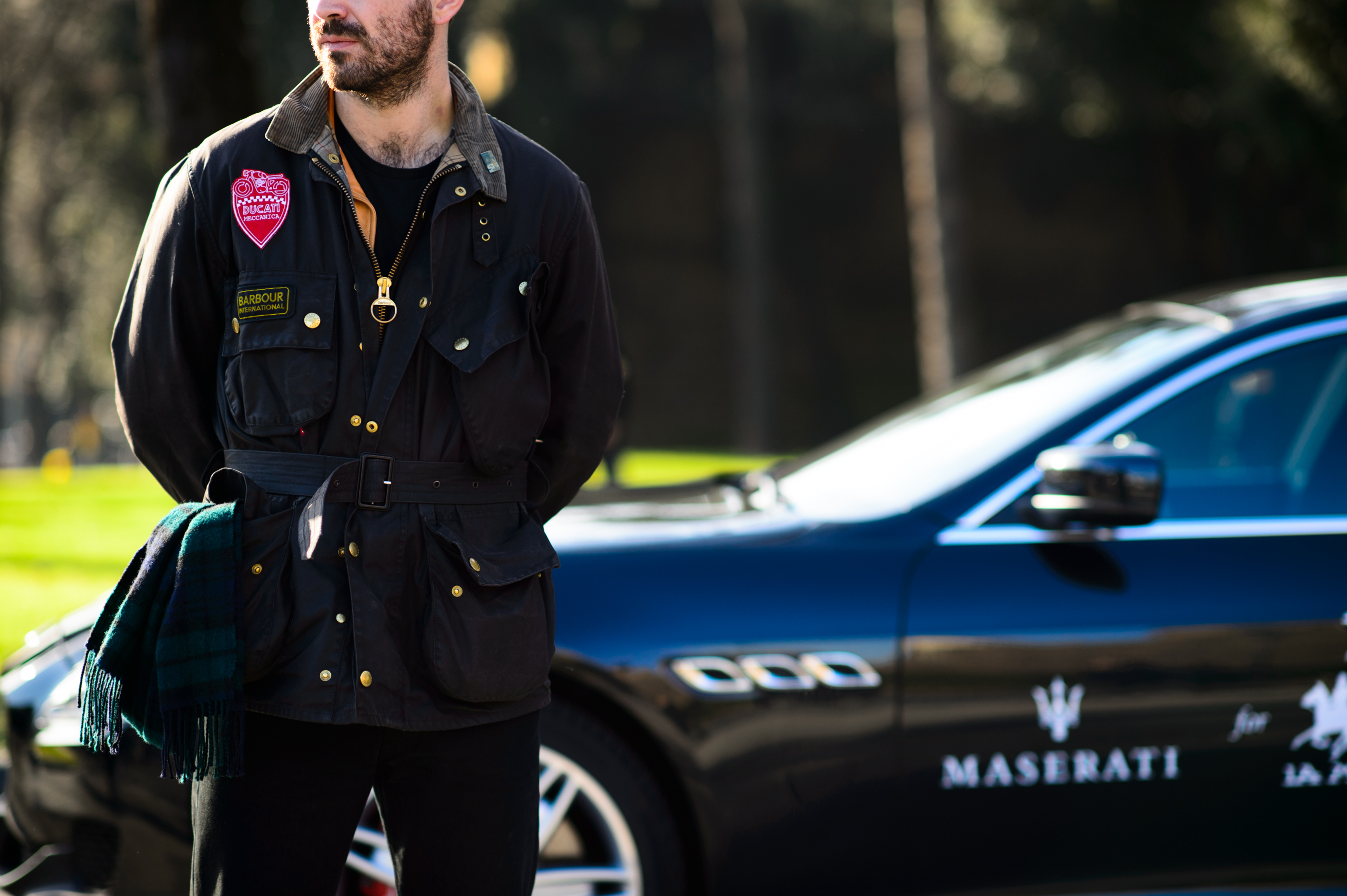 Man wearing a Barbour jacket