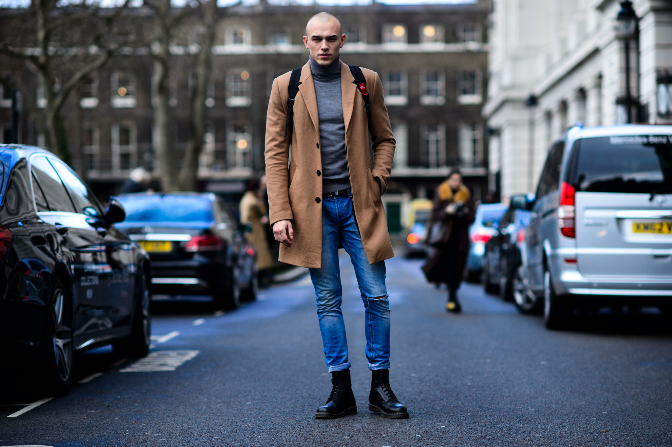 Polish model wearing camel coat
