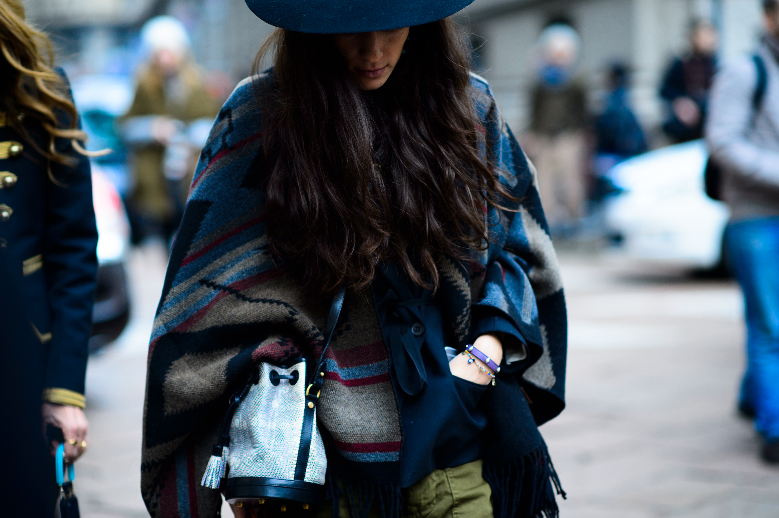 Italian woman wearing a cape