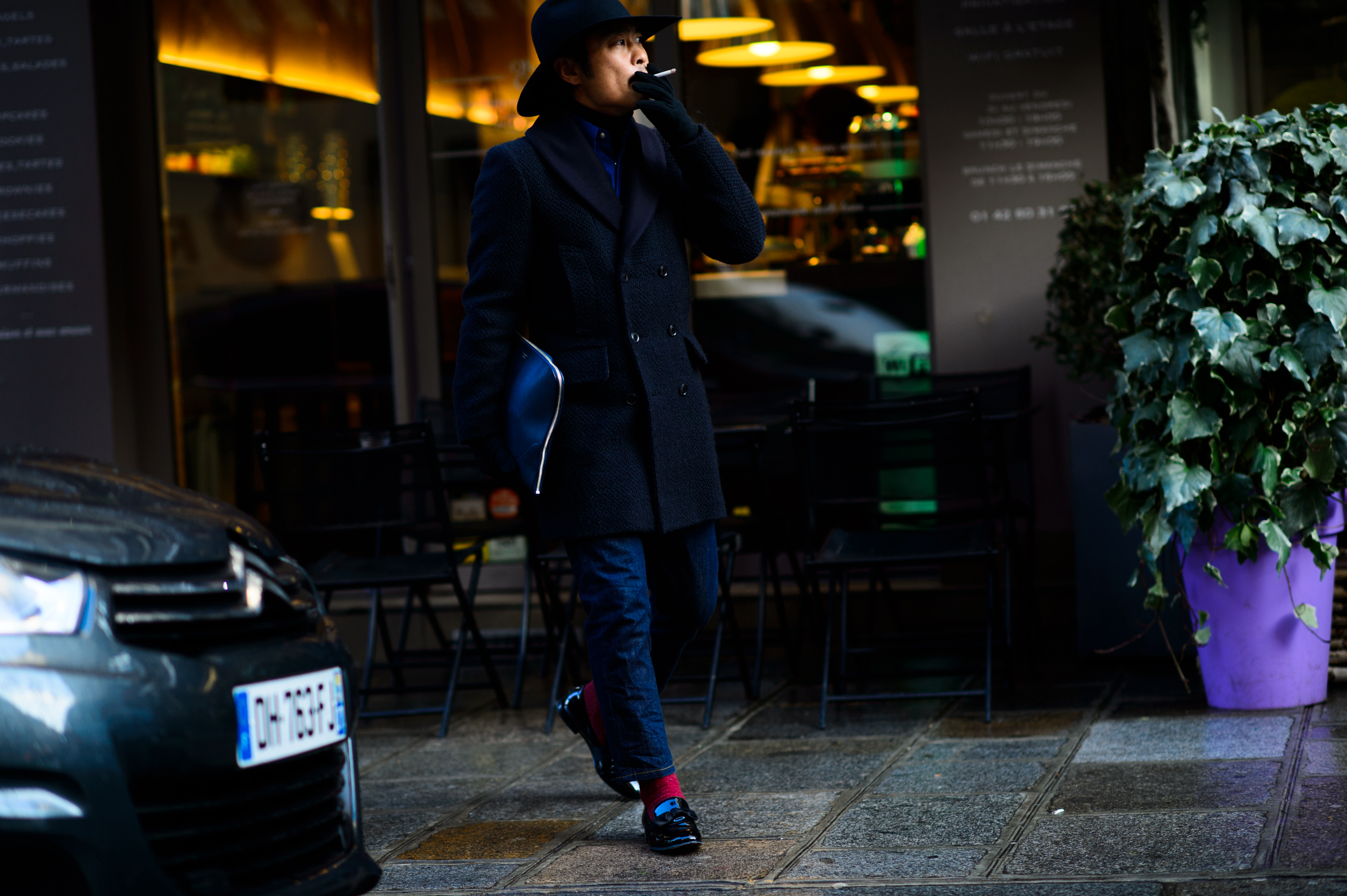 Japanese man smoking a cigarette