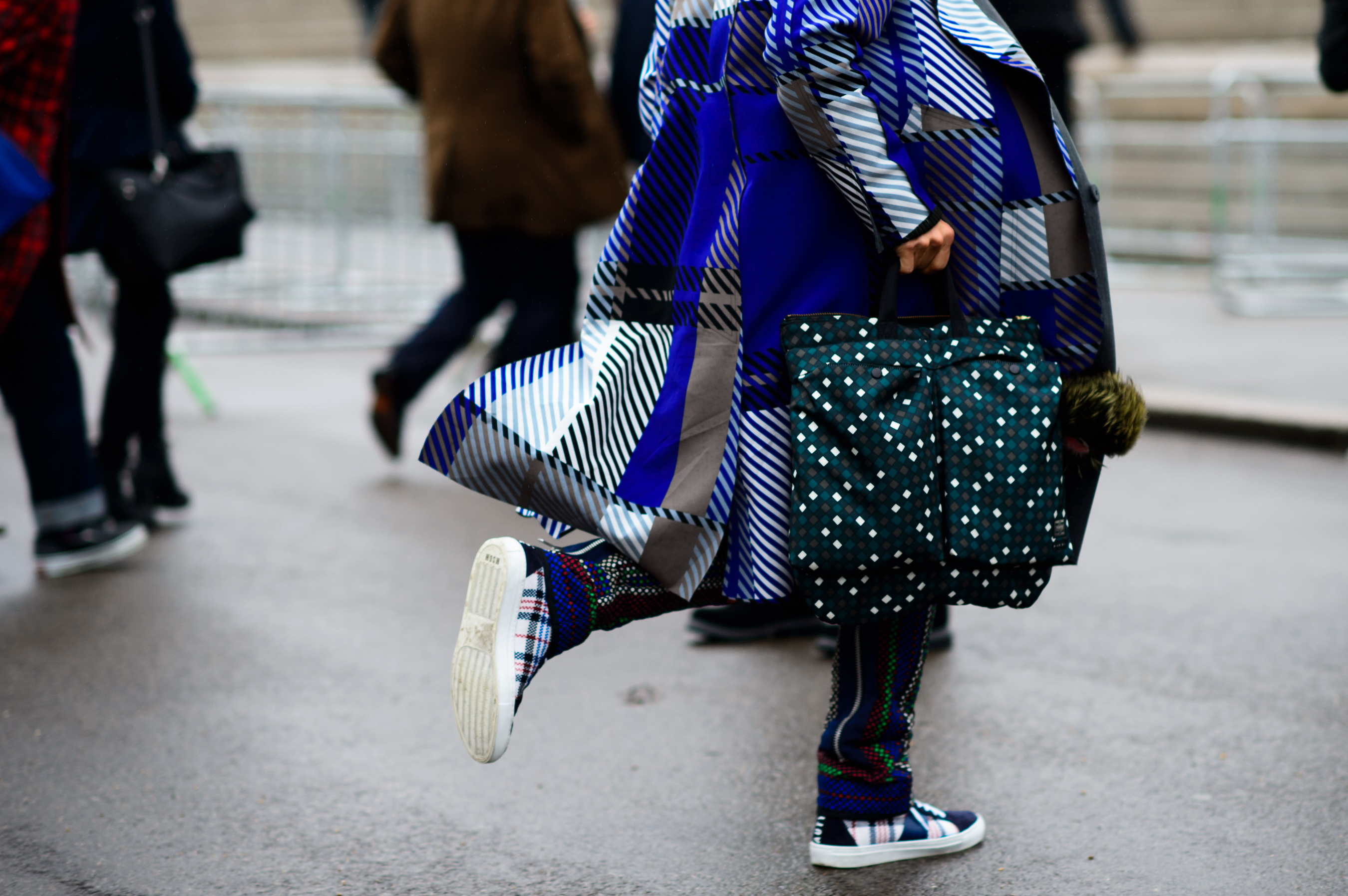 Japanese man wearing a bold blue print