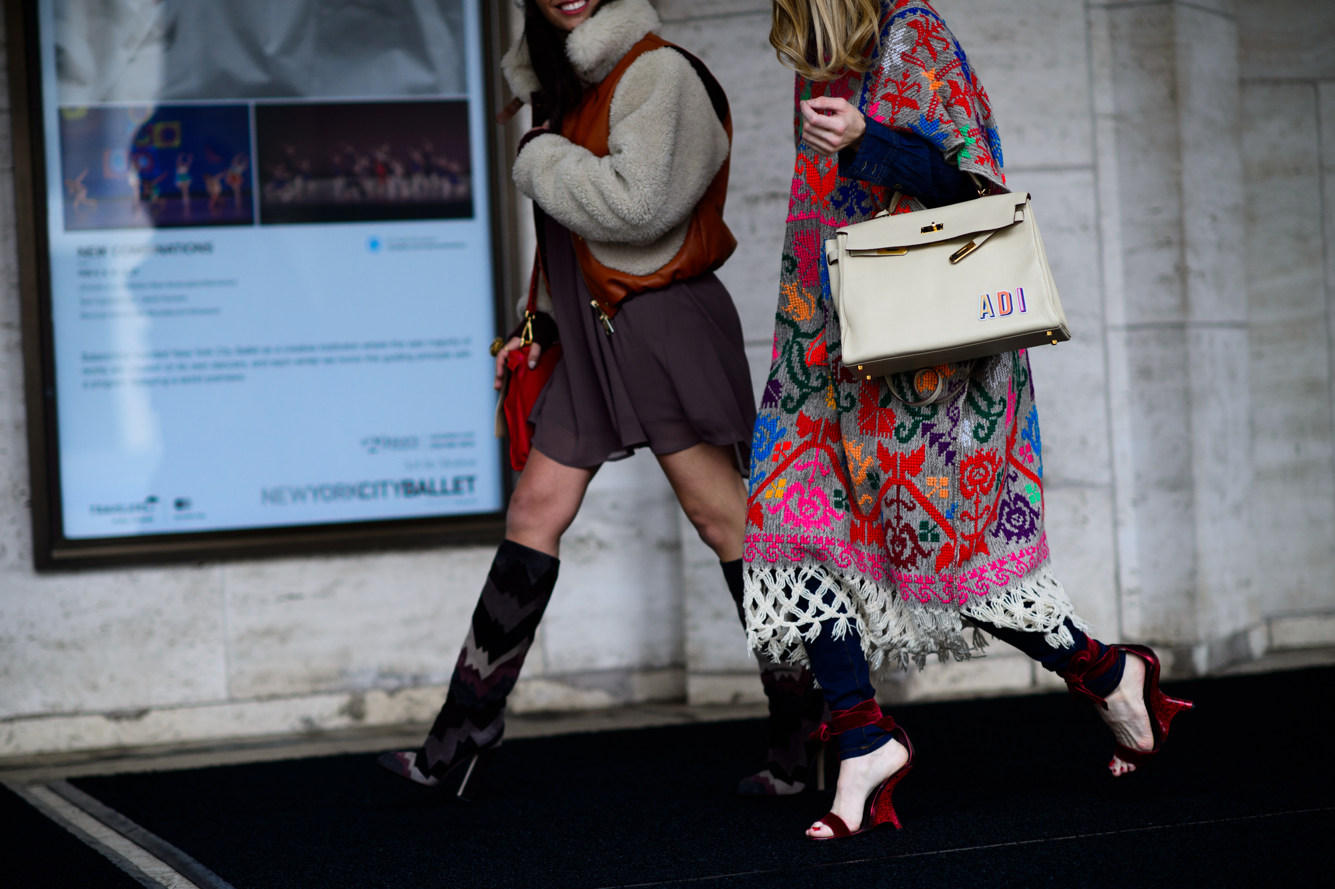 Two American girls in colourful outfits