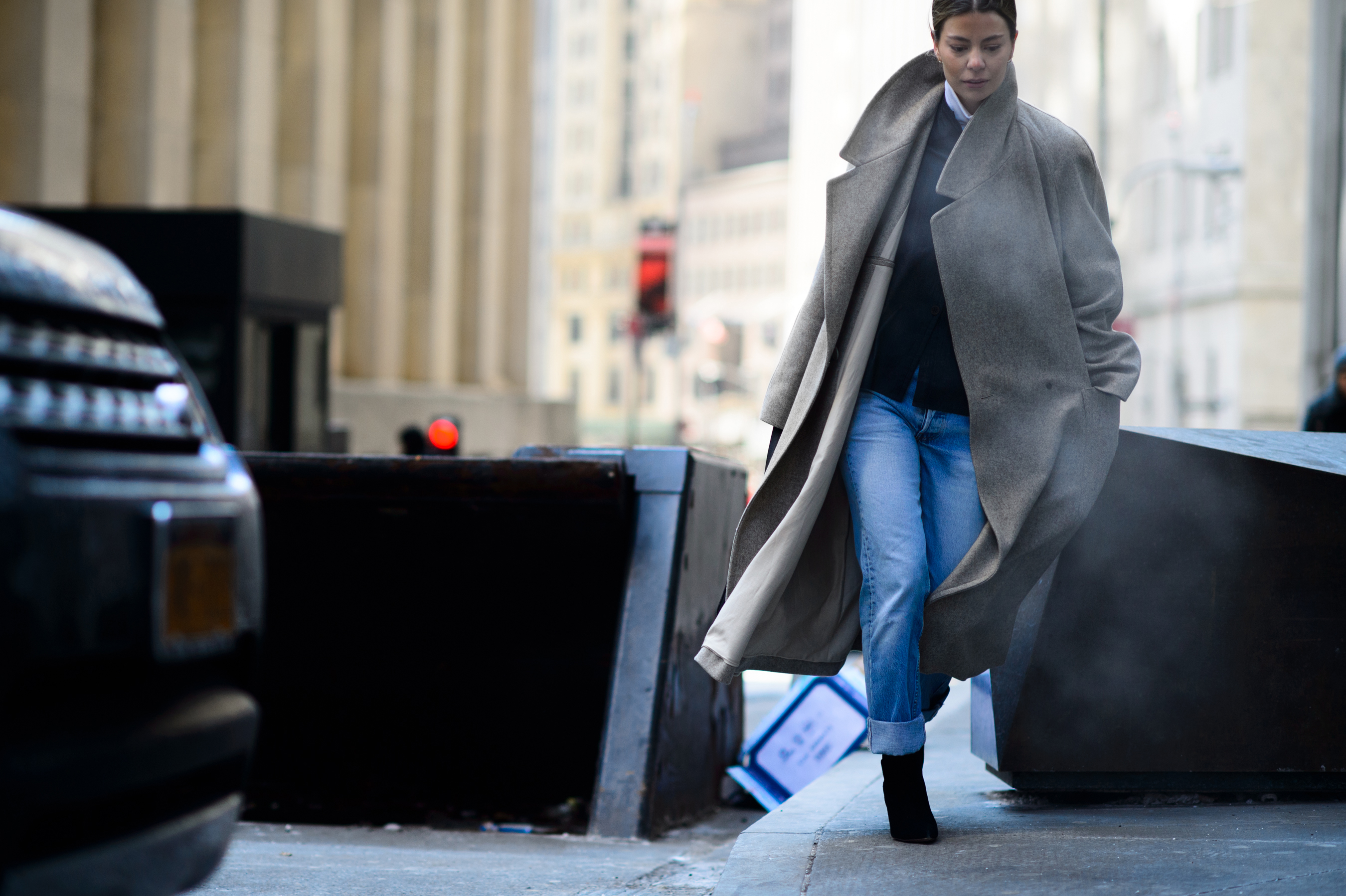 Woman wearing a long coat