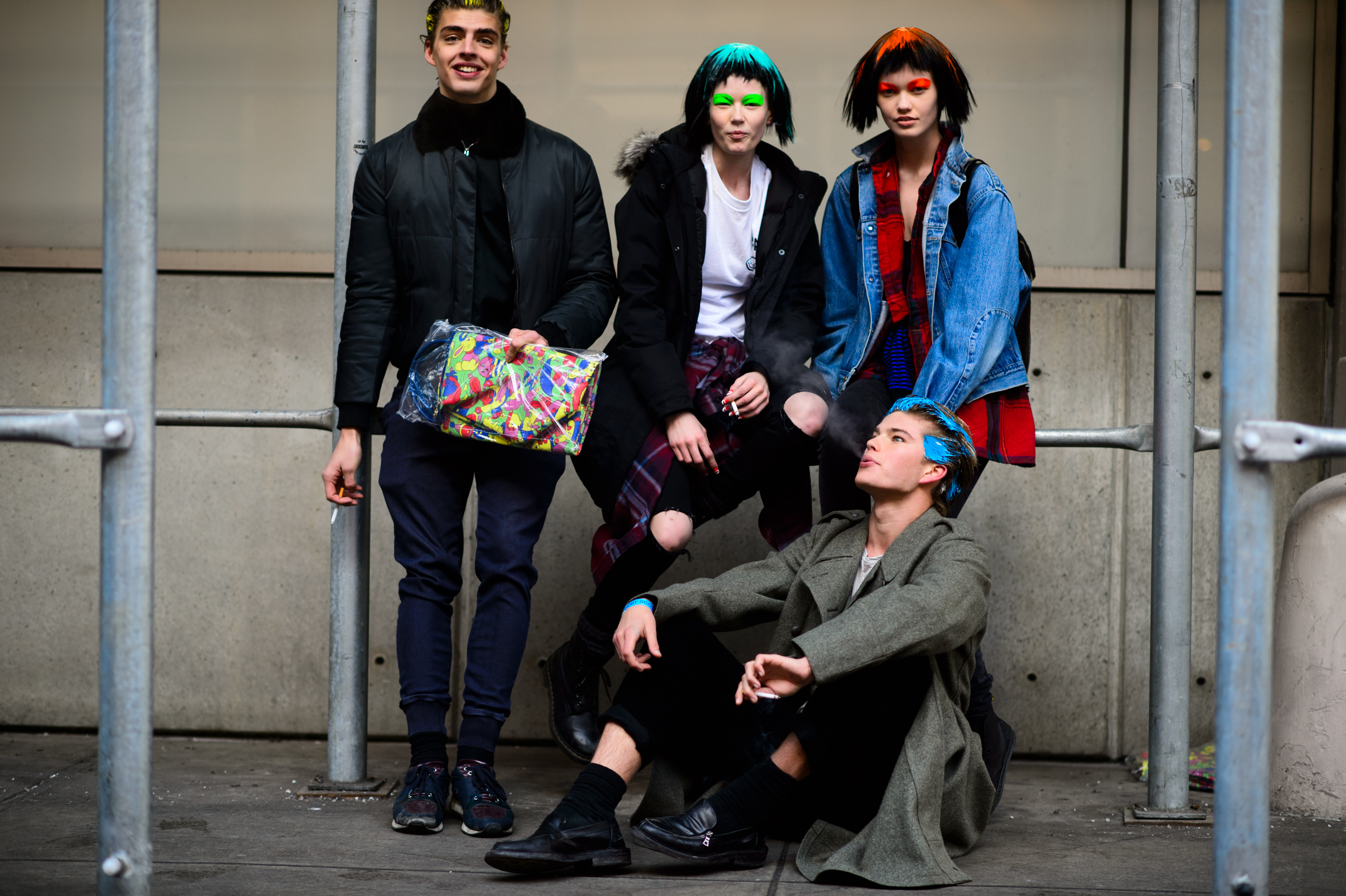 Four models after a fashion show