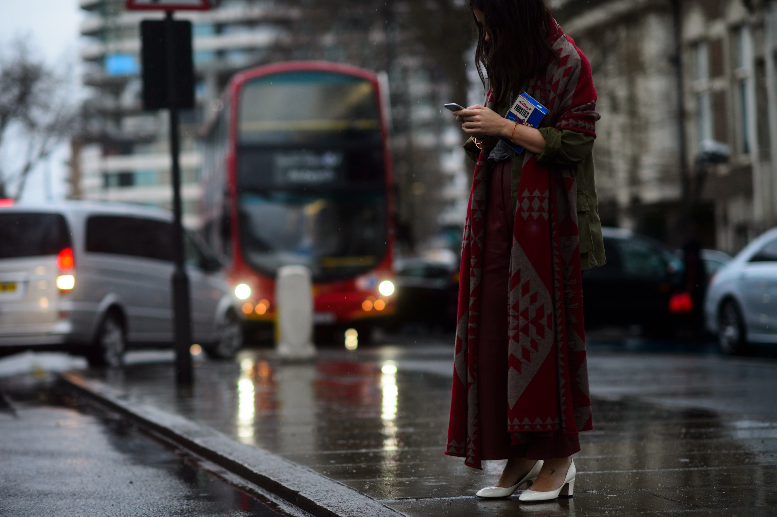 Russian girl wearing red and green