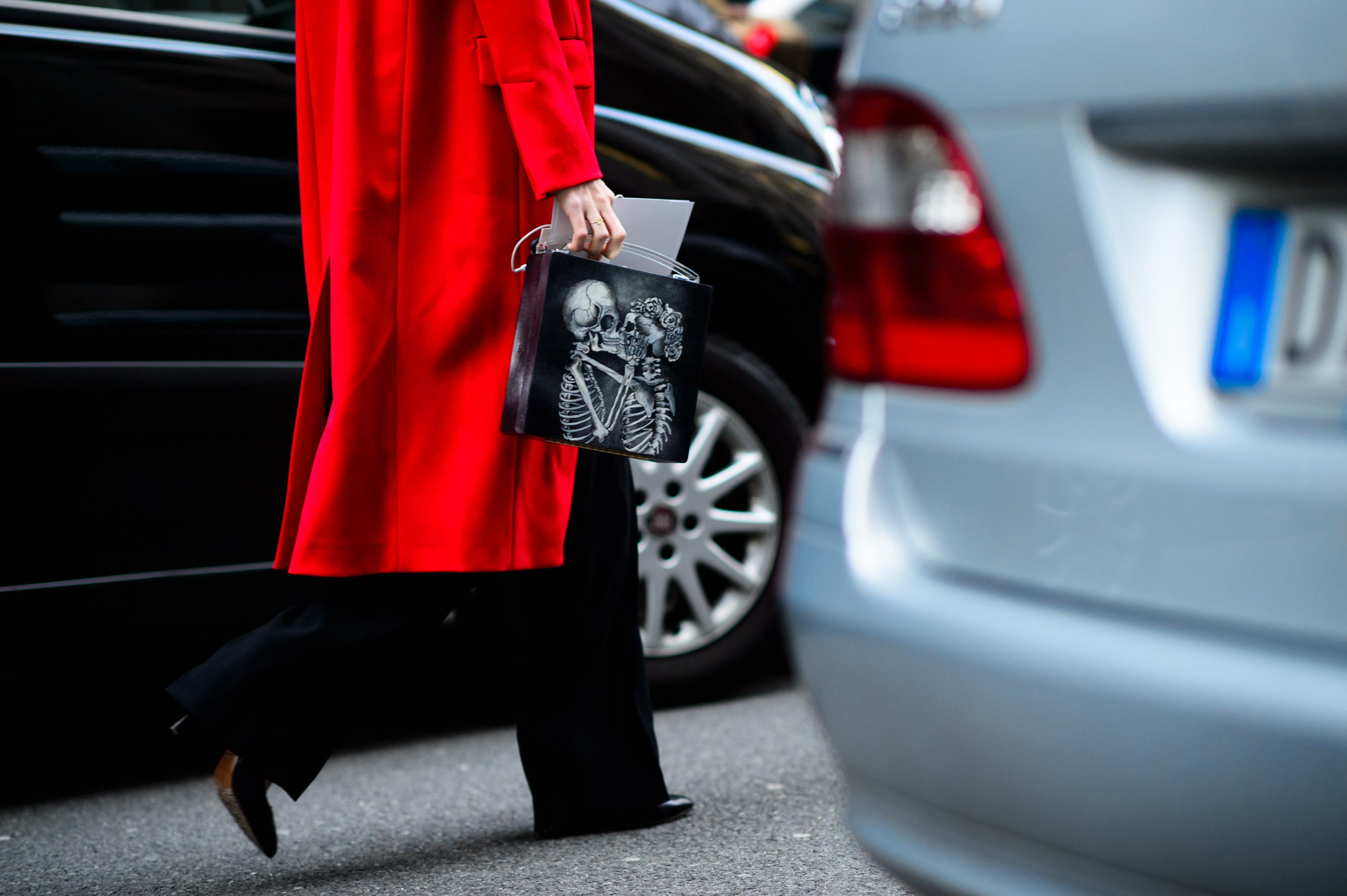 Russian girl wearing a red coat