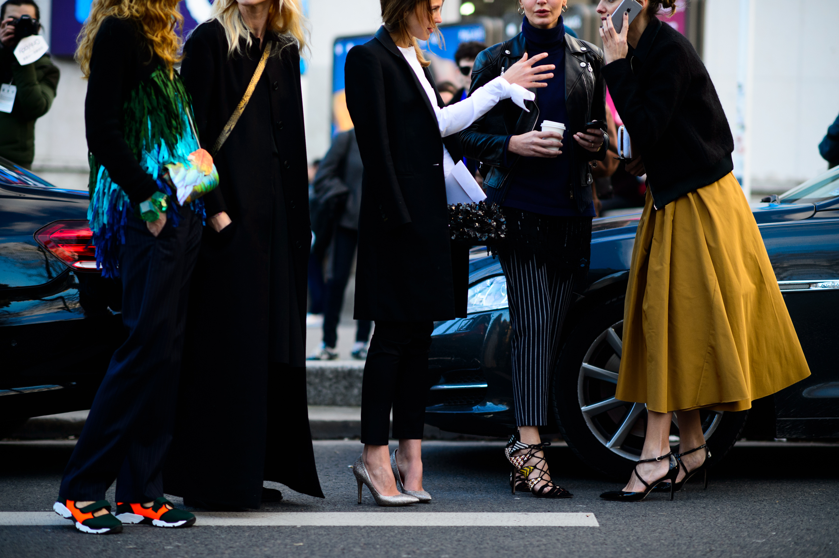 Five women after a fashion show