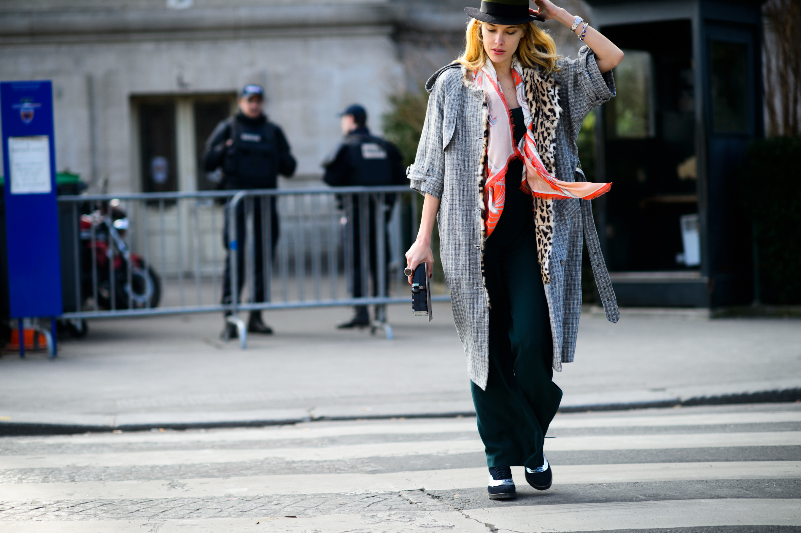 Model before the Moncler Gamme Rouge FW15 show