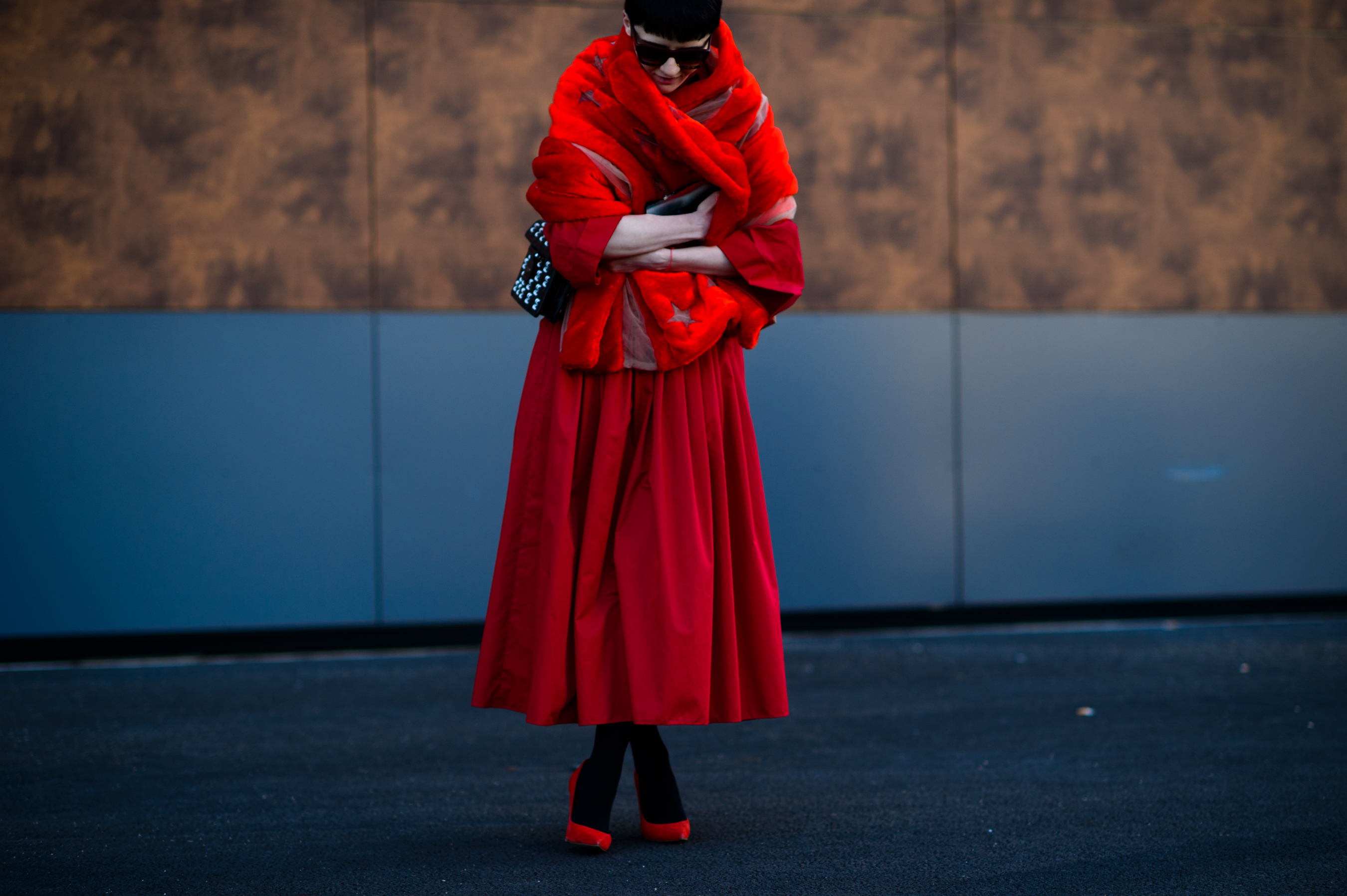 Ukrainian editor wearing all red