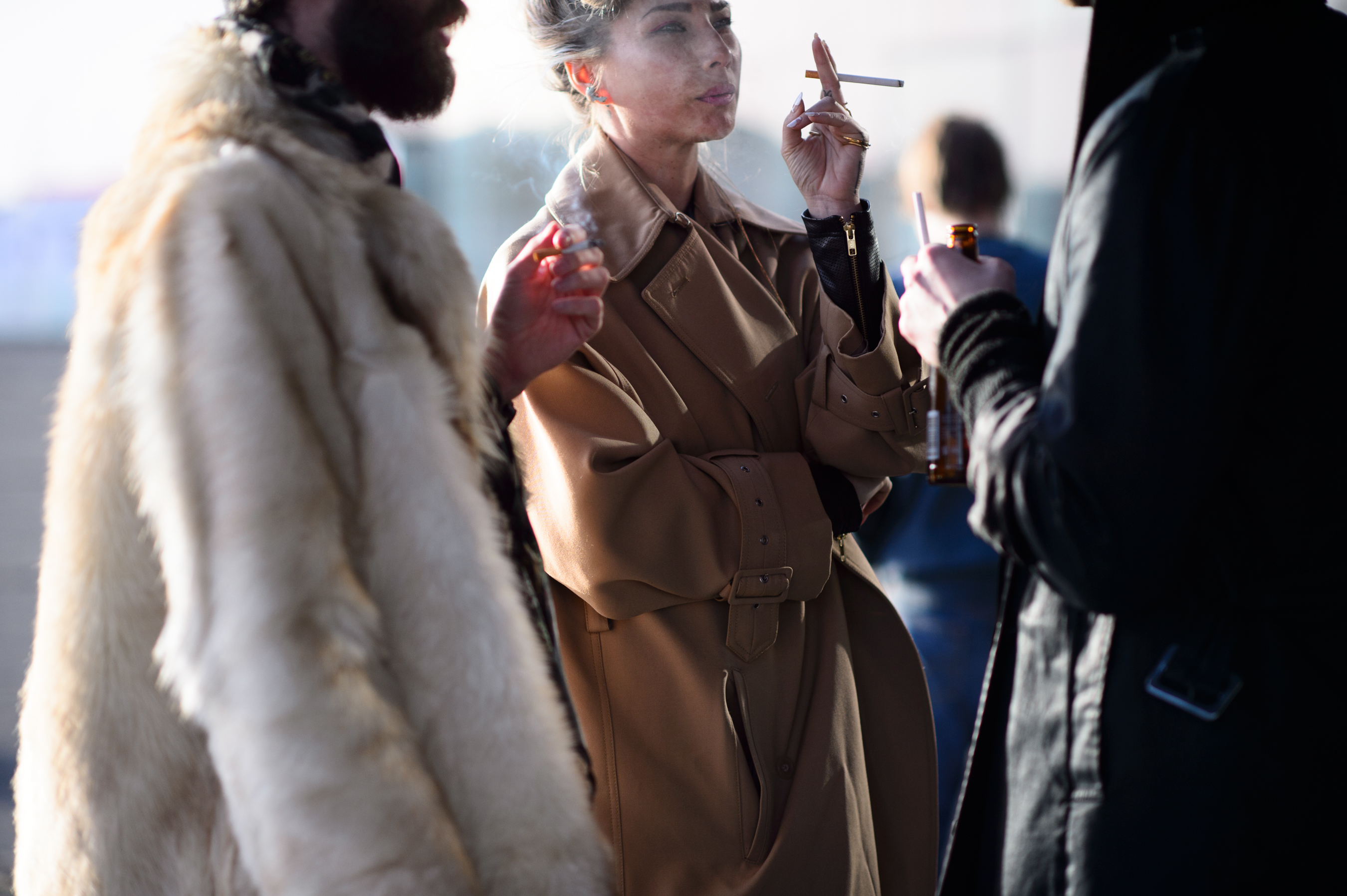 American girl smoking at fashion week